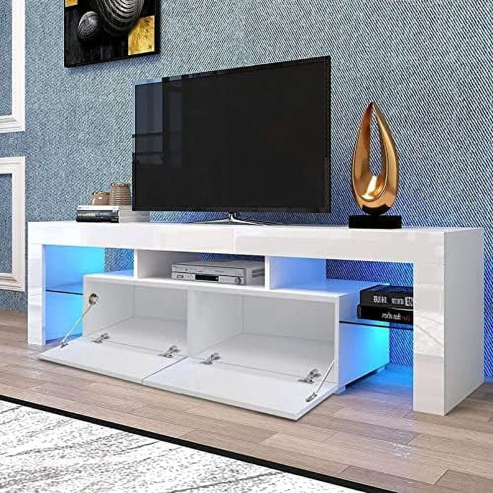 TQJKLFDY TV Stand for 65 inch TVs  Entertainment Center with LED Lights 20 Color Effect  Living Room Console Table with  Cabinet and Open Shelve