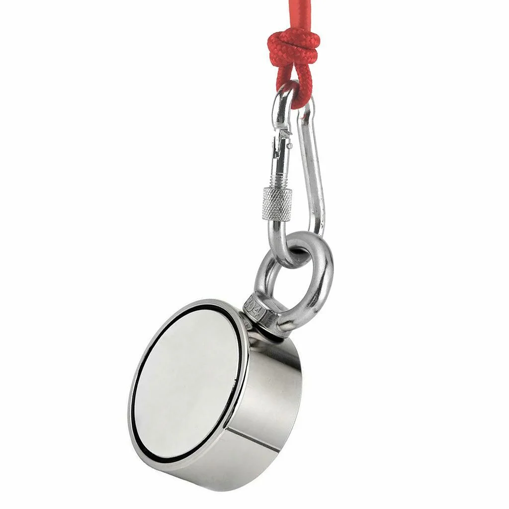 1100LBS Double Sided Fishing Magnet, Super Powerful Neodymium Magnet N52 Round