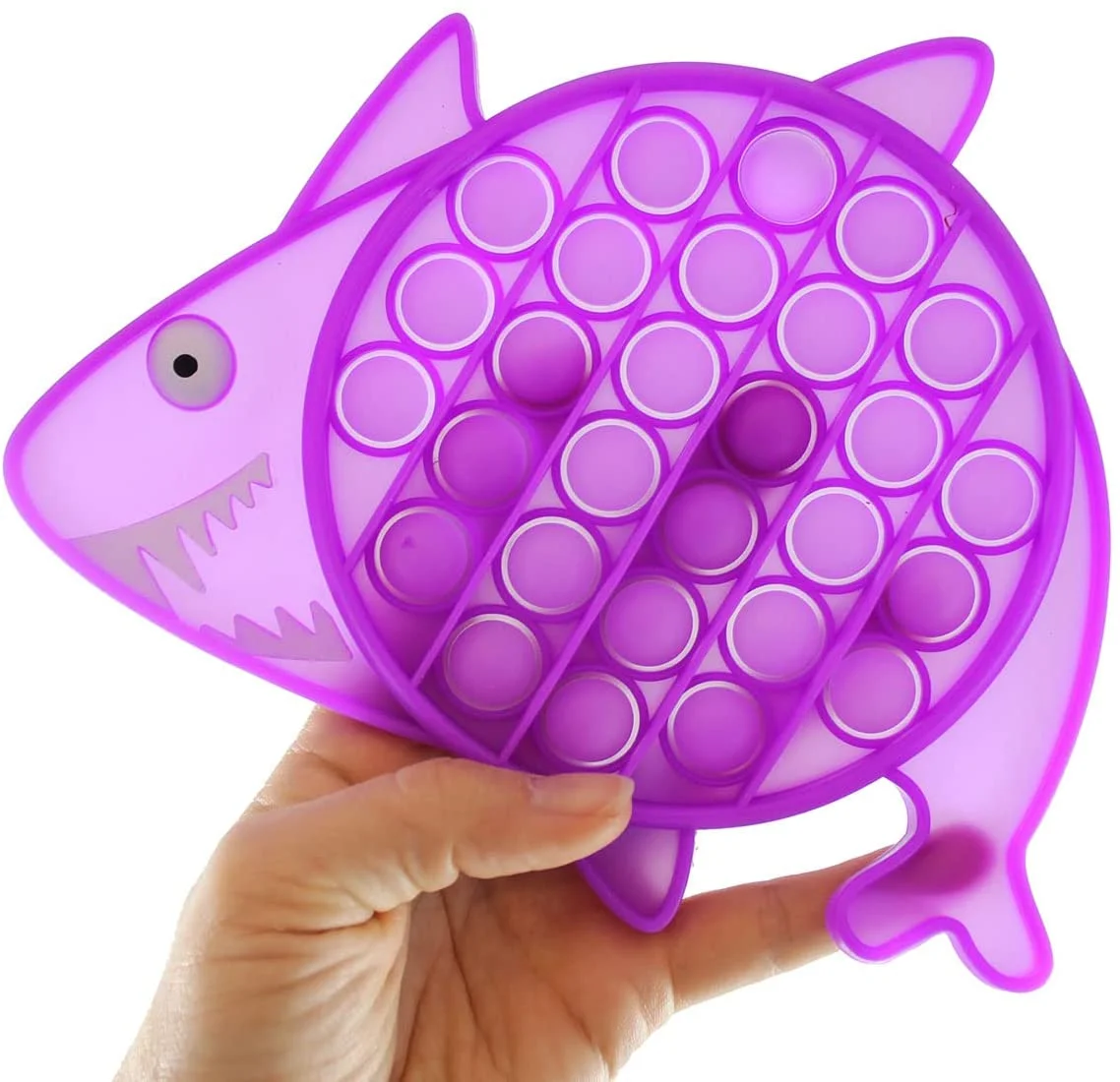 1 RANDOM COLOR Shark Animal Theme Bubble Pop Fidget Toy - Cute Silicone Push Poke Bubble Wrap Fidget Toy - Press Bubbles to Pop - Bubble Popper Sensory Stress Toy OT