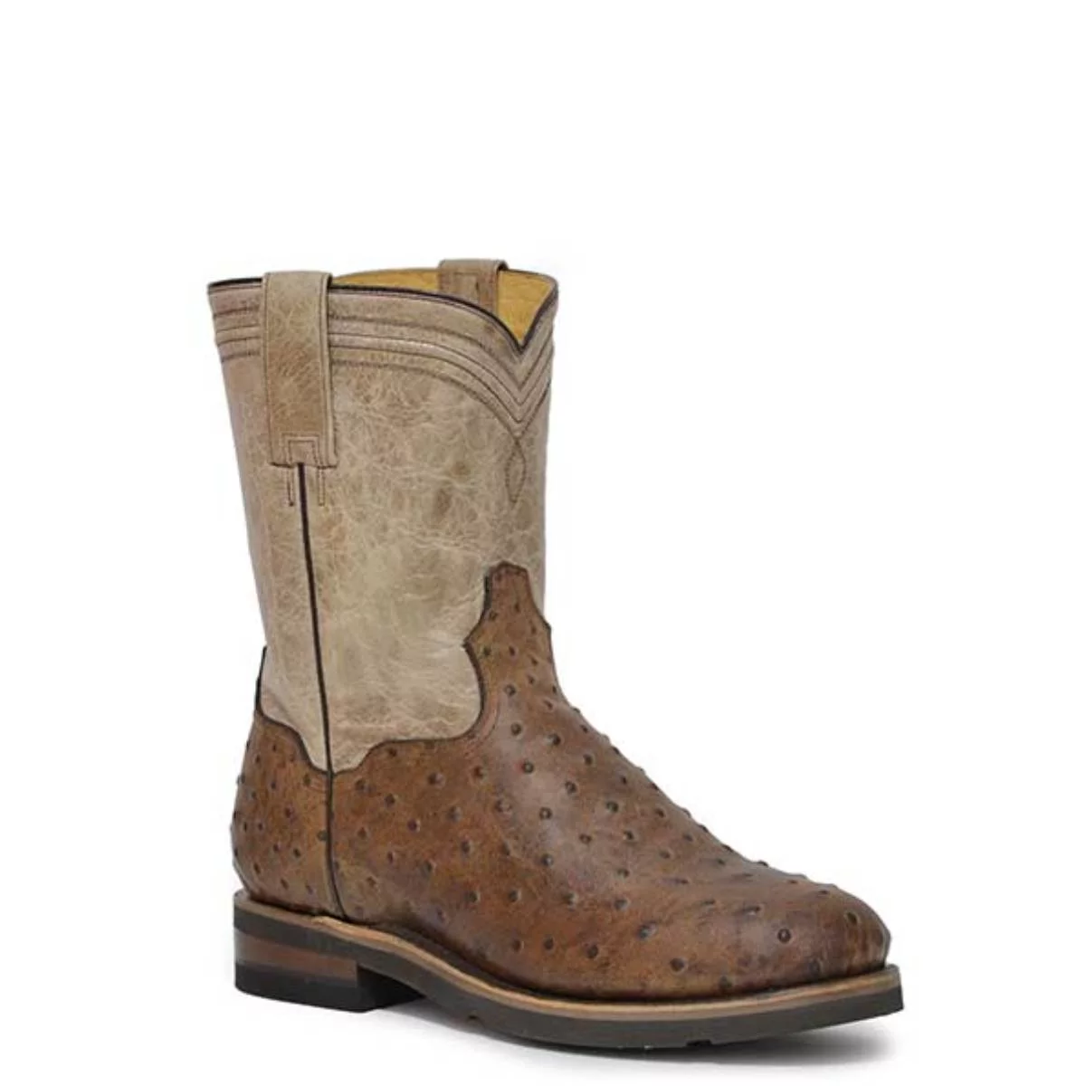 Men's Roper Roderick Ostrich Print Boots Handcrafted Tan