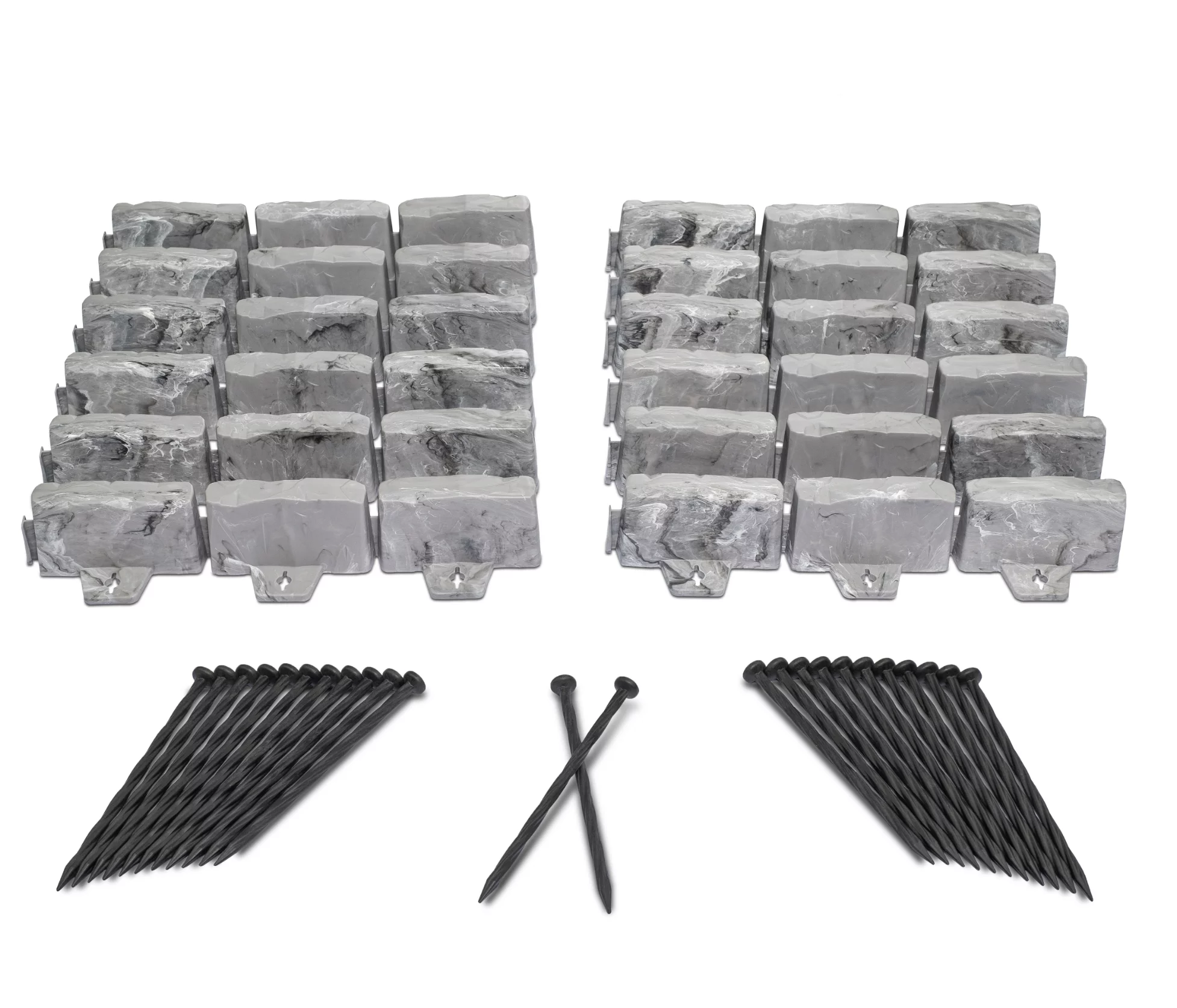 EasyFlex Decorative No-Dig Landscape Edging Kit - 15 ft., Dark Gray Faux Stone