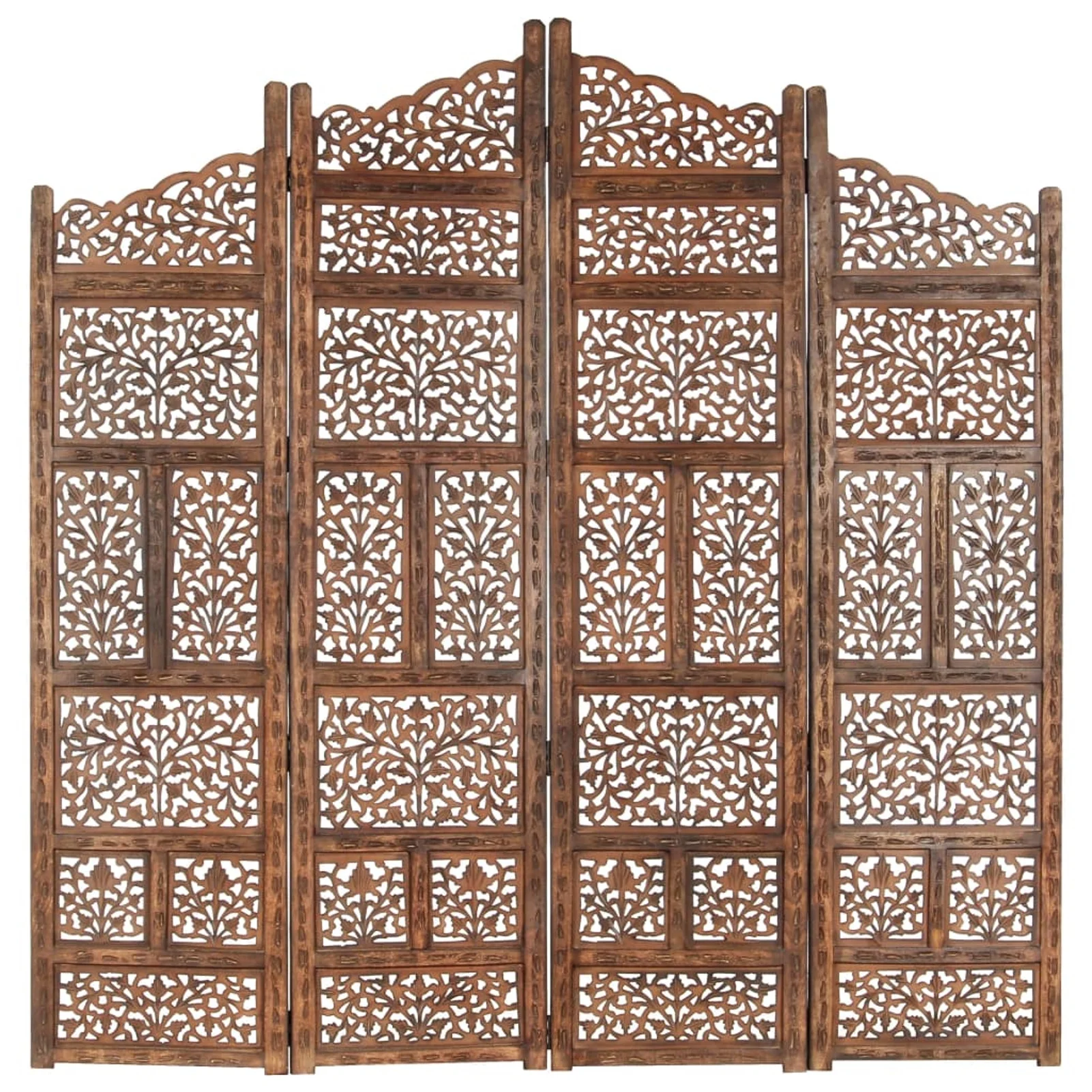 Dcenta Hand carved 4-Panel Room Divider Brown 63
