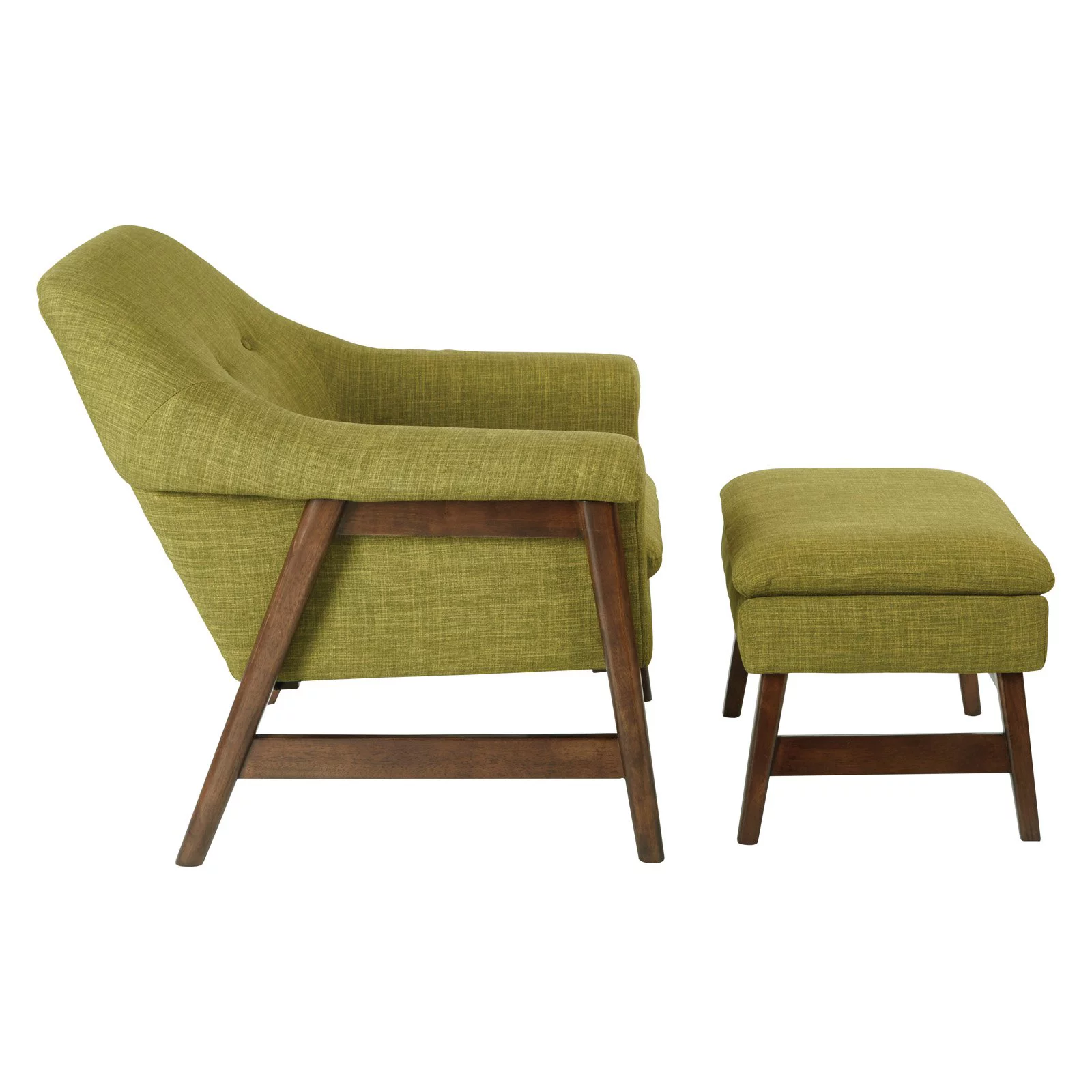 OSP Home Furnishings Flynton Chair & Ottoman in Green Fabric with Medium Espresso Frame ASM