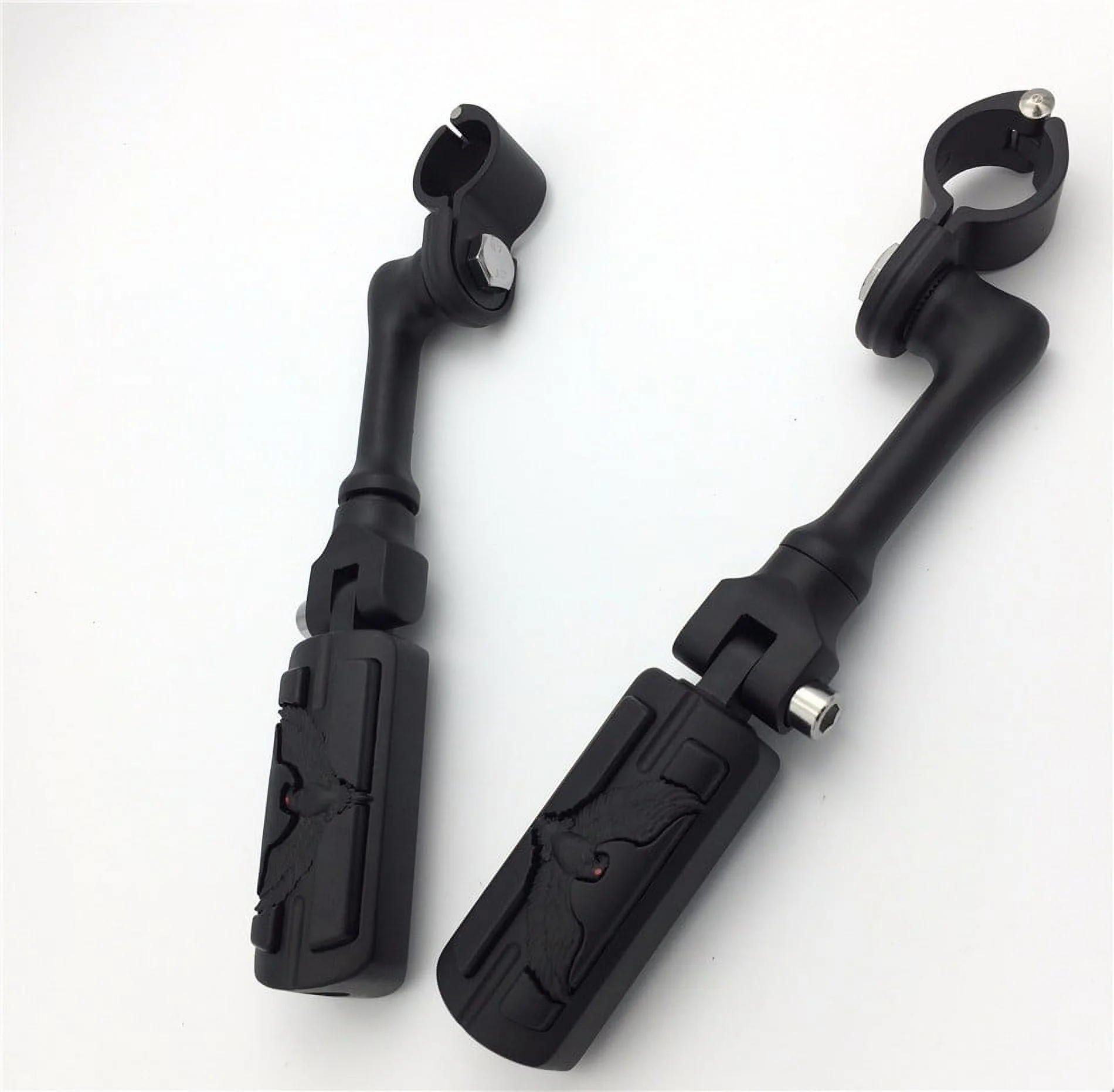 HTT-MOTOR Black Long Angled Adjustable Peg Mounting Kit Eagle Style Footrest For Yamaha V-STAR Roadstar Suzuki Boulevard with 1-1/2 inch (1.5