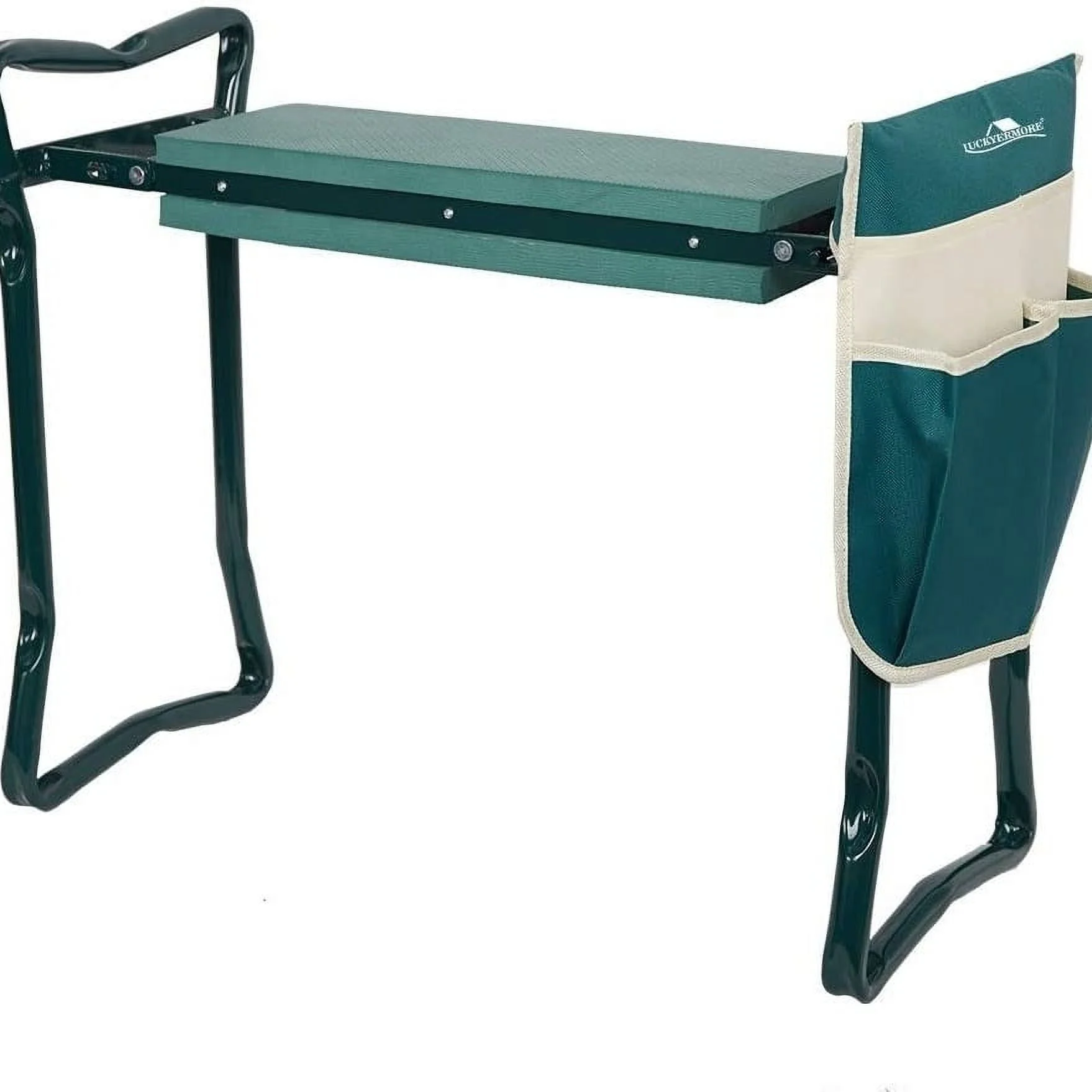 Garden Kneeler and Seat Folding Multi-Functional Steel Garden Stool with Tool Bag EVA Kneeling Pad