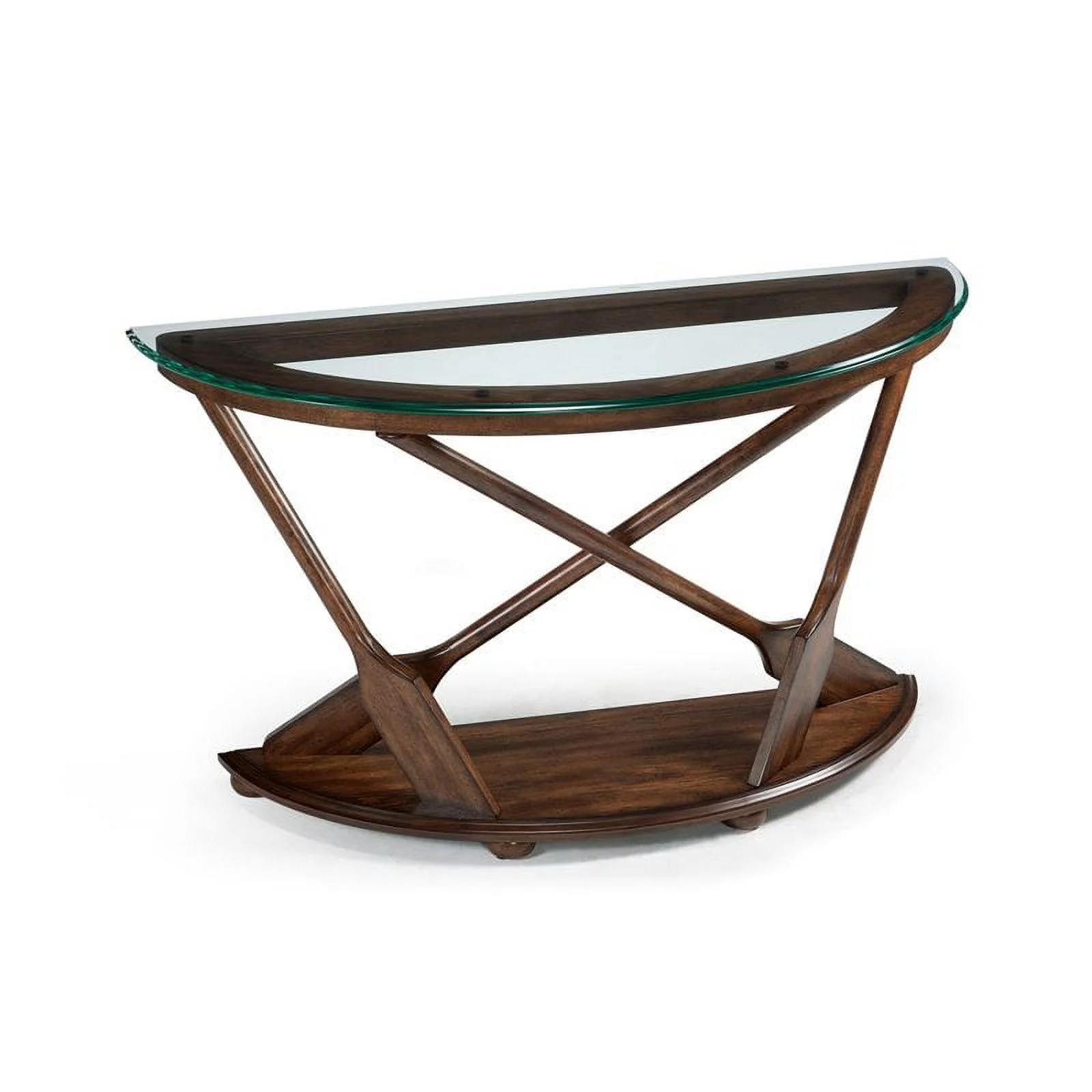 Beaumont Lane Modern Sofa Table with Dark Oak Base and Glass Top