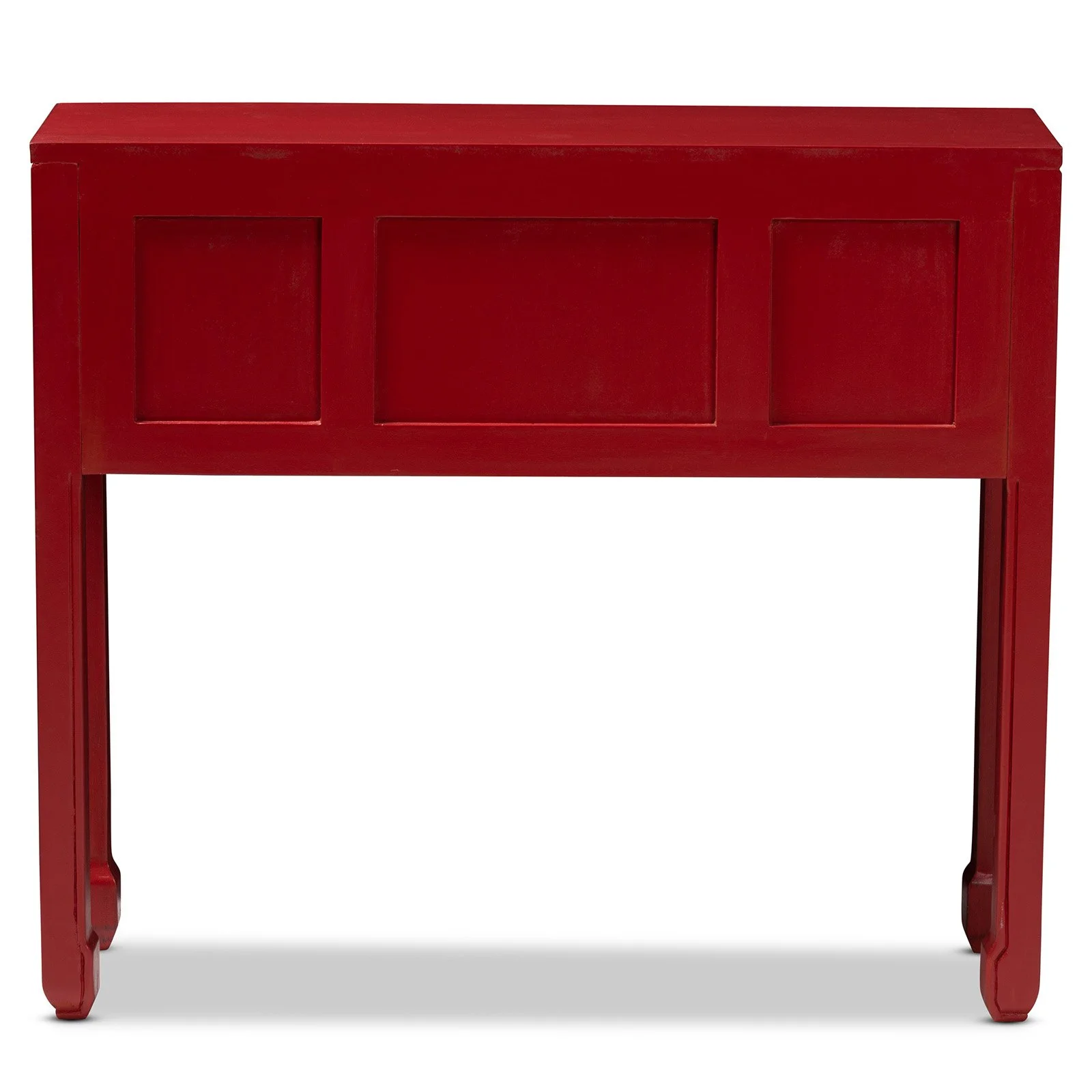 Baxton Studio Melodie Classic and Antique Red Finished Wood Bronze Finished Accents 6-Drawer Console Table