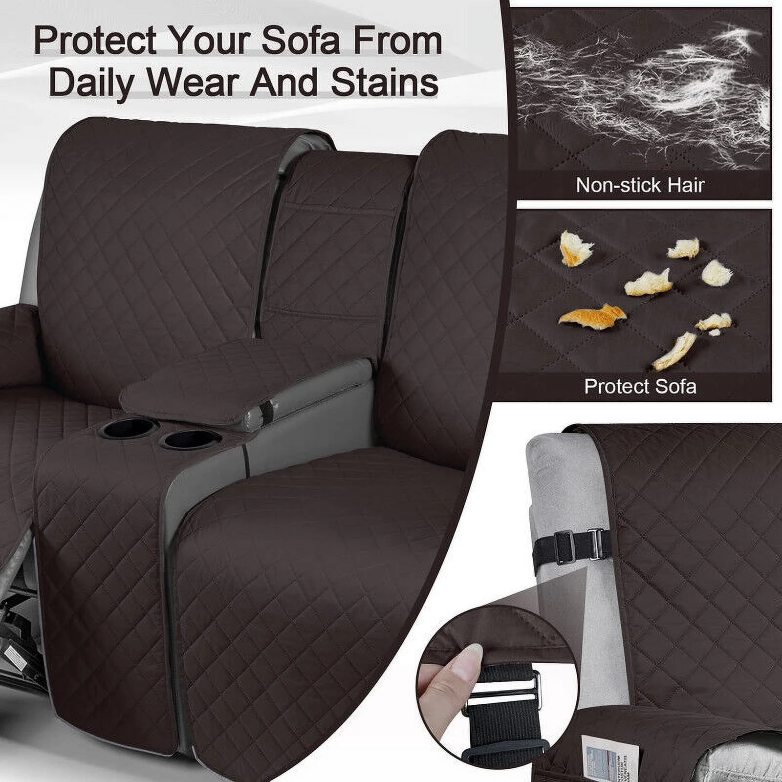 CJC 2 Seat Recliner Sofa Cover Mat Couch Cover Loveseat Sofa Slipcover With Cup holder 100% Waterproof