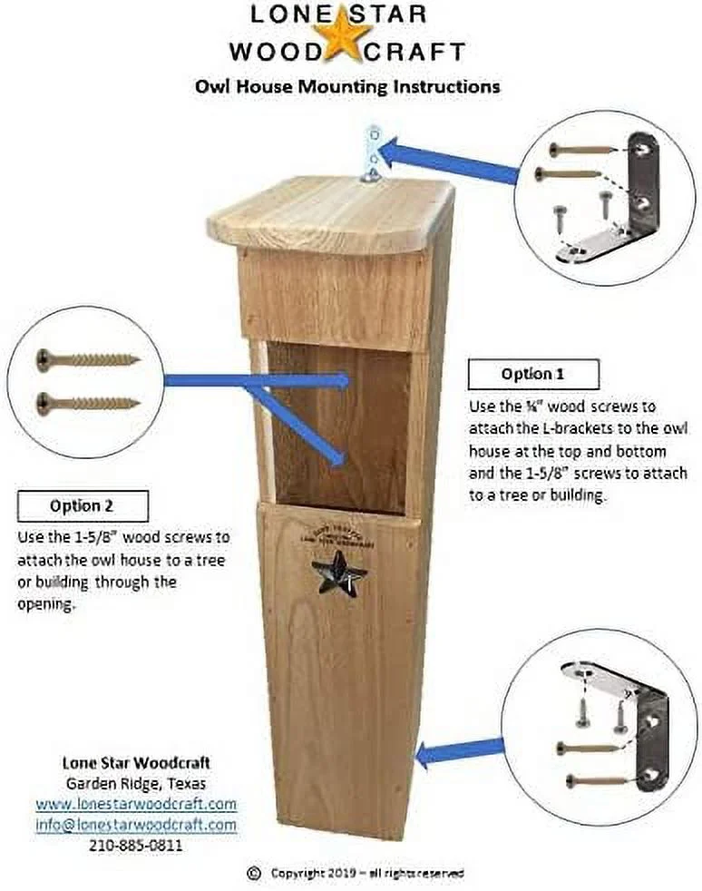 Screech Owl House - Nesting Box - Rectangular Opening