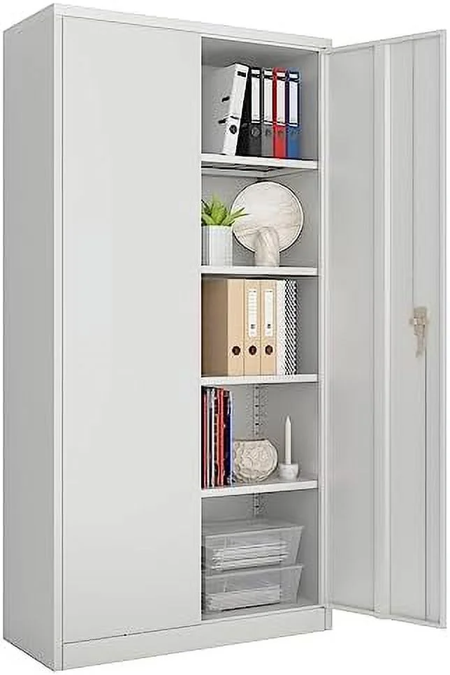 TQJKLFDY 71" Metal  Cabinet Lockable Steel  Cabinet with Adjustable Shelves Metal Modern Cabinet for Home Office Assembly Required