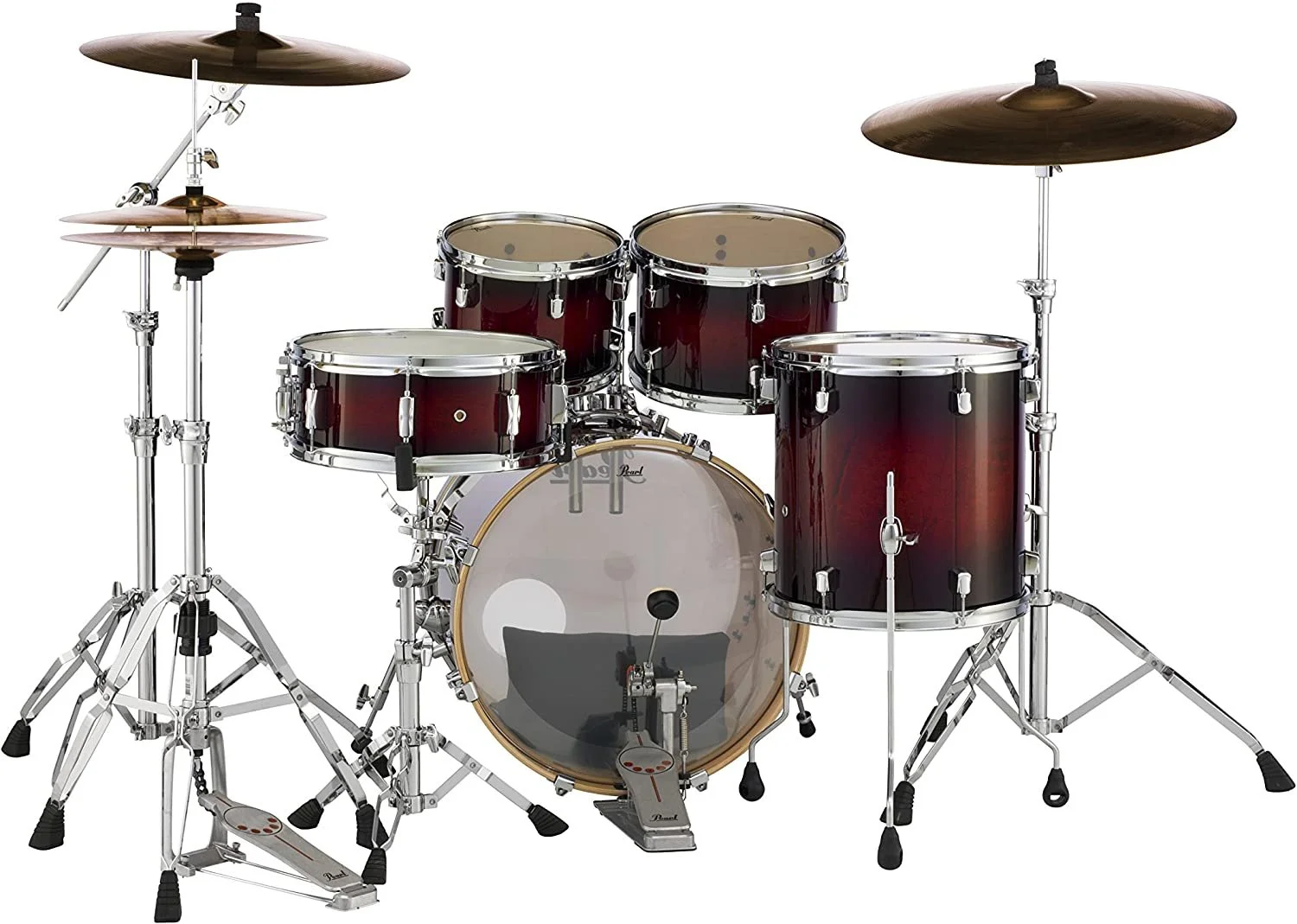 Pearl Decade DMP905P/C261 5 Piece Drum Shell Pack, Gloss Deep Redburst