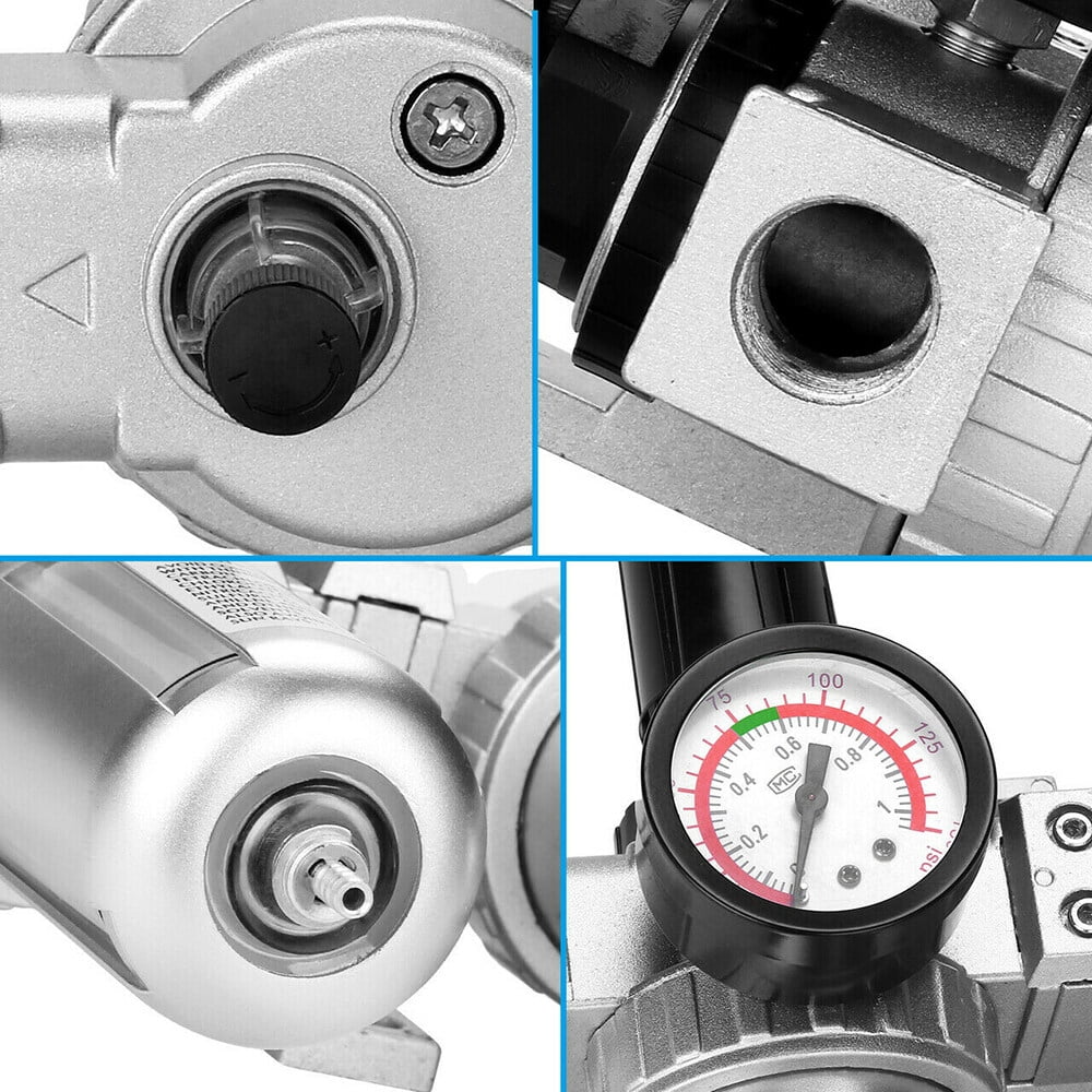 G1/2'' Air Compressor Filter Oil Water Separator Trap Tools With Regulator Gauge