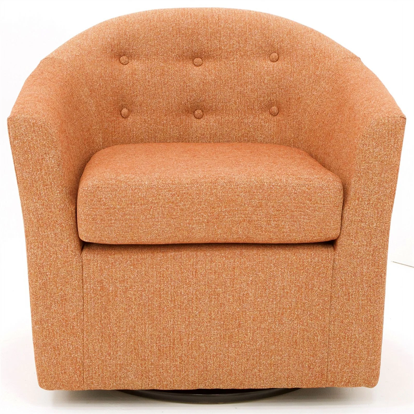 Fox Hill Trading Marissa Traditional Fabric Tufted Swivel Chair in Orange