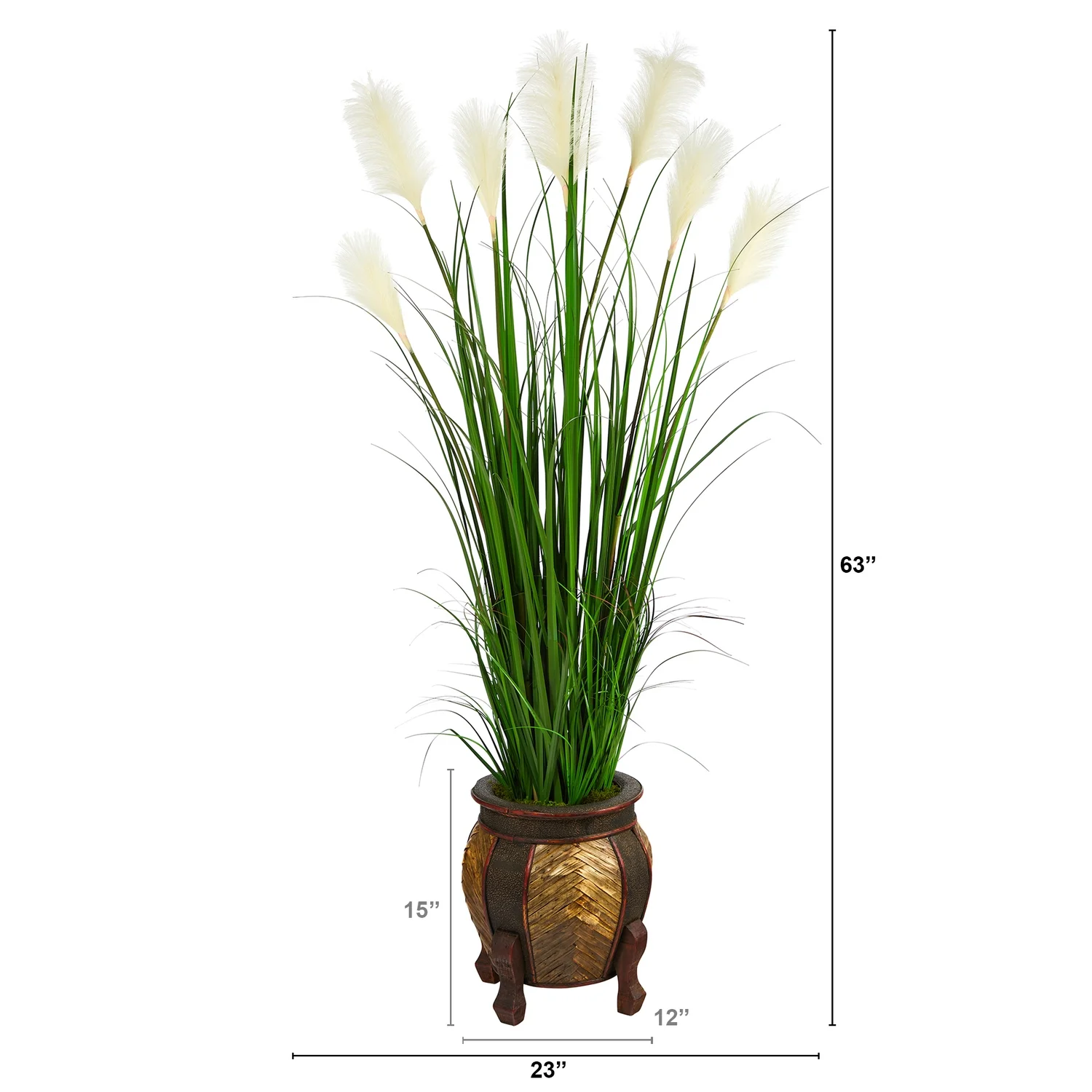 HomeStock Seaside Serenity 63In. Wheat Plume Grass Artificial Plant In Decorative Planter