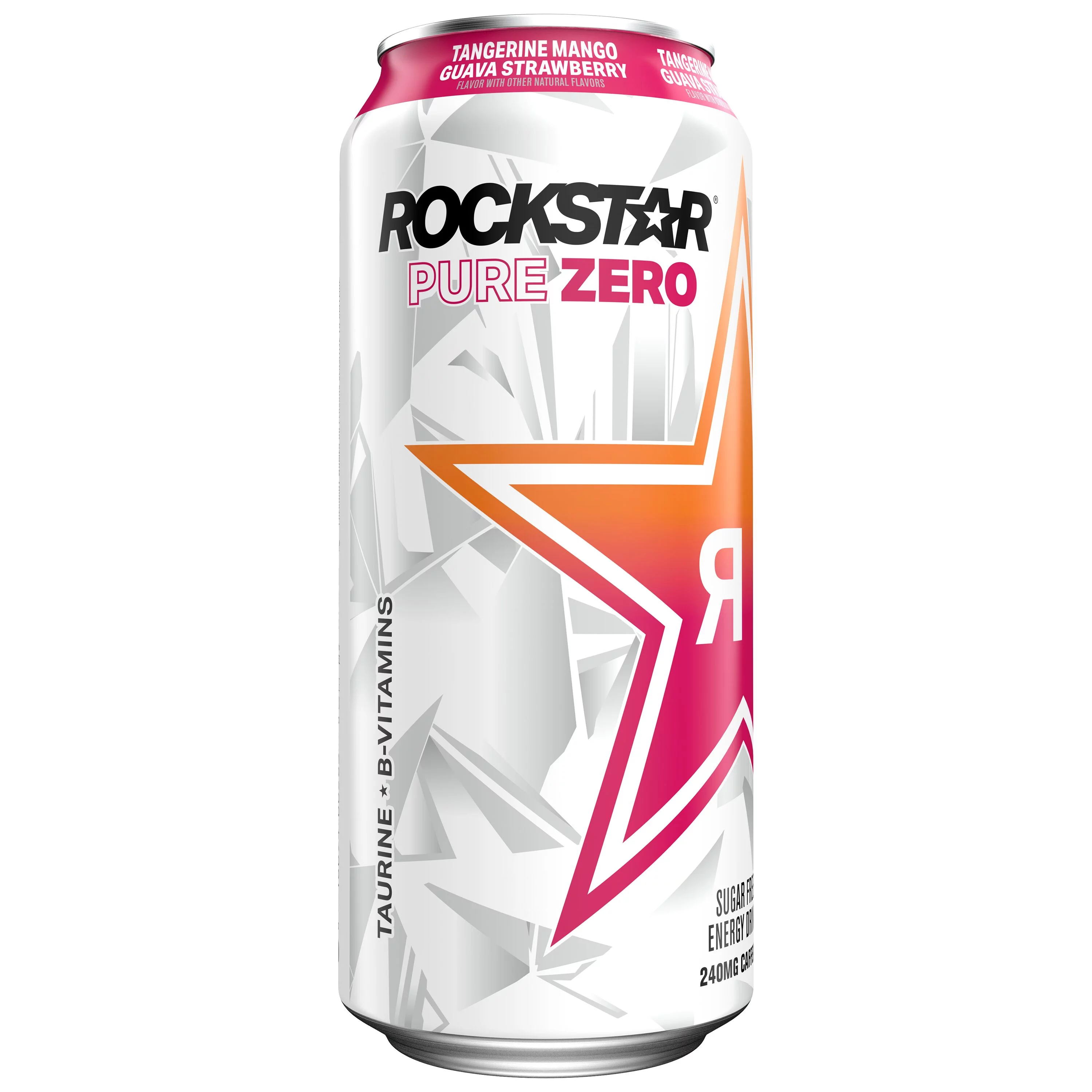 Rockstar Pure Zero Sugar Tangerine Mango Guava Strawberry Energy Drink 16 oz Can