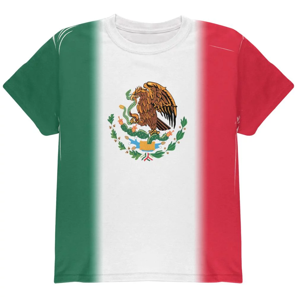 Cinco De Mayo Mexican Flag All Over Youth T Shirt Multi YSM