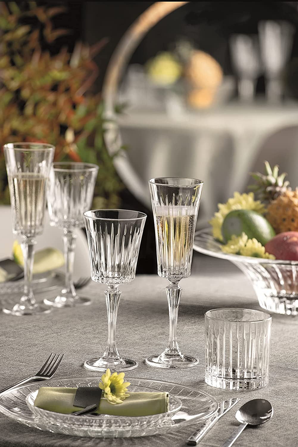 MRU Toasting Flute Glass -Champagne - Flutes - Set of 6 Flute Crystal Glasses - Wedding Toasting Flutes - Designed - 7 oz Made in Europe