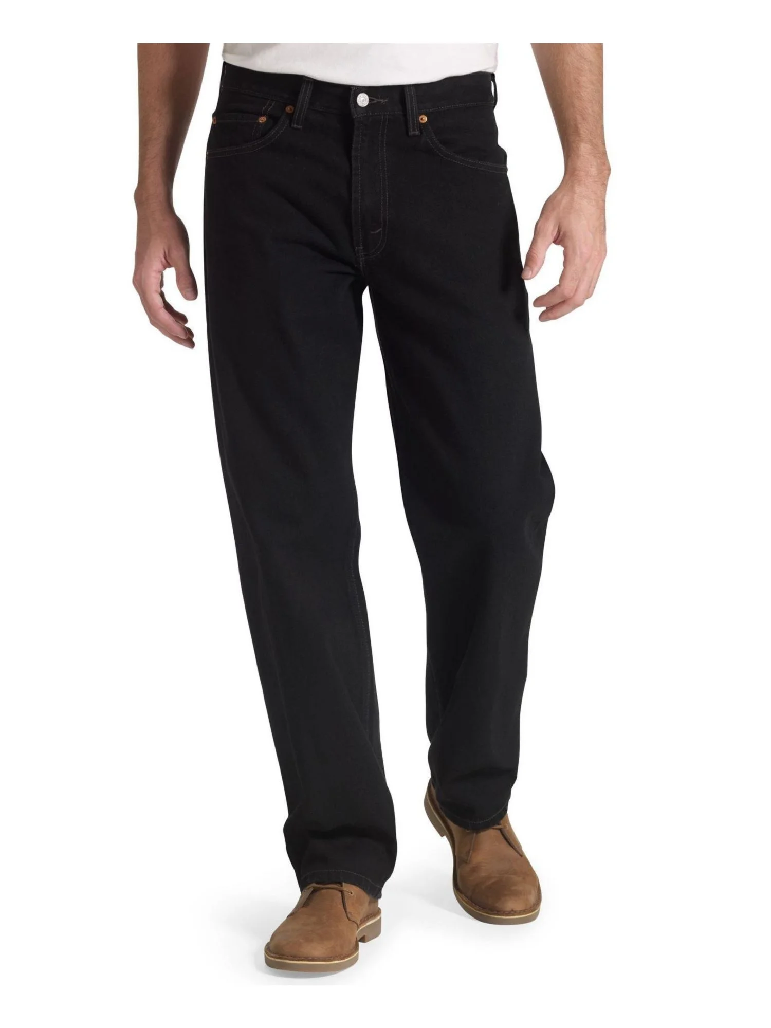 LEVI'S Mens Black Tapered, Relaxed Fit Jeans W42/ L34