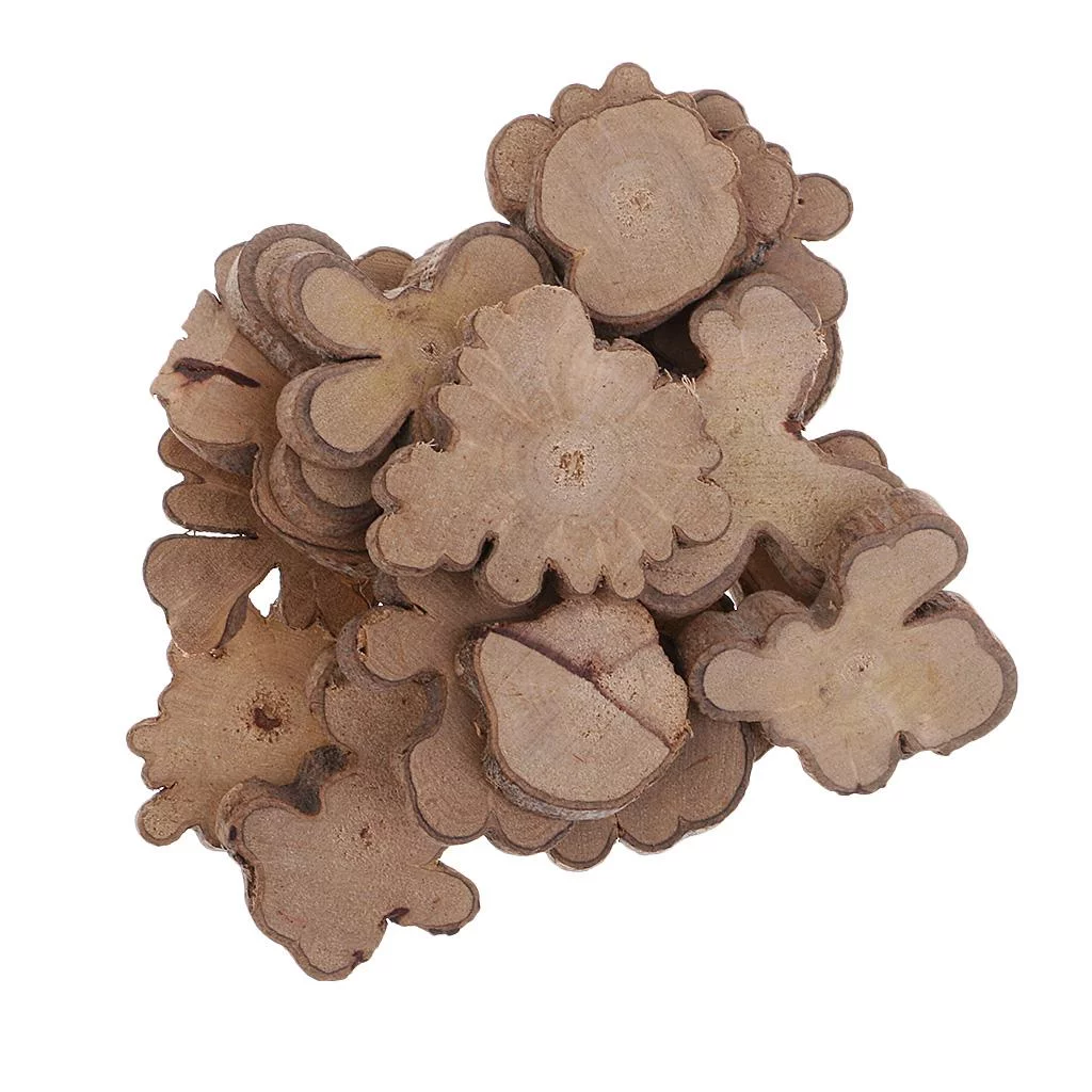Pack of 20 Bulk Unfinished Natural Wood Cutouts Shapes Wooden Circles Tree Log Slices Craft Supplies Rustic Wedding Centerpieces Table ration Country Party Supplies
