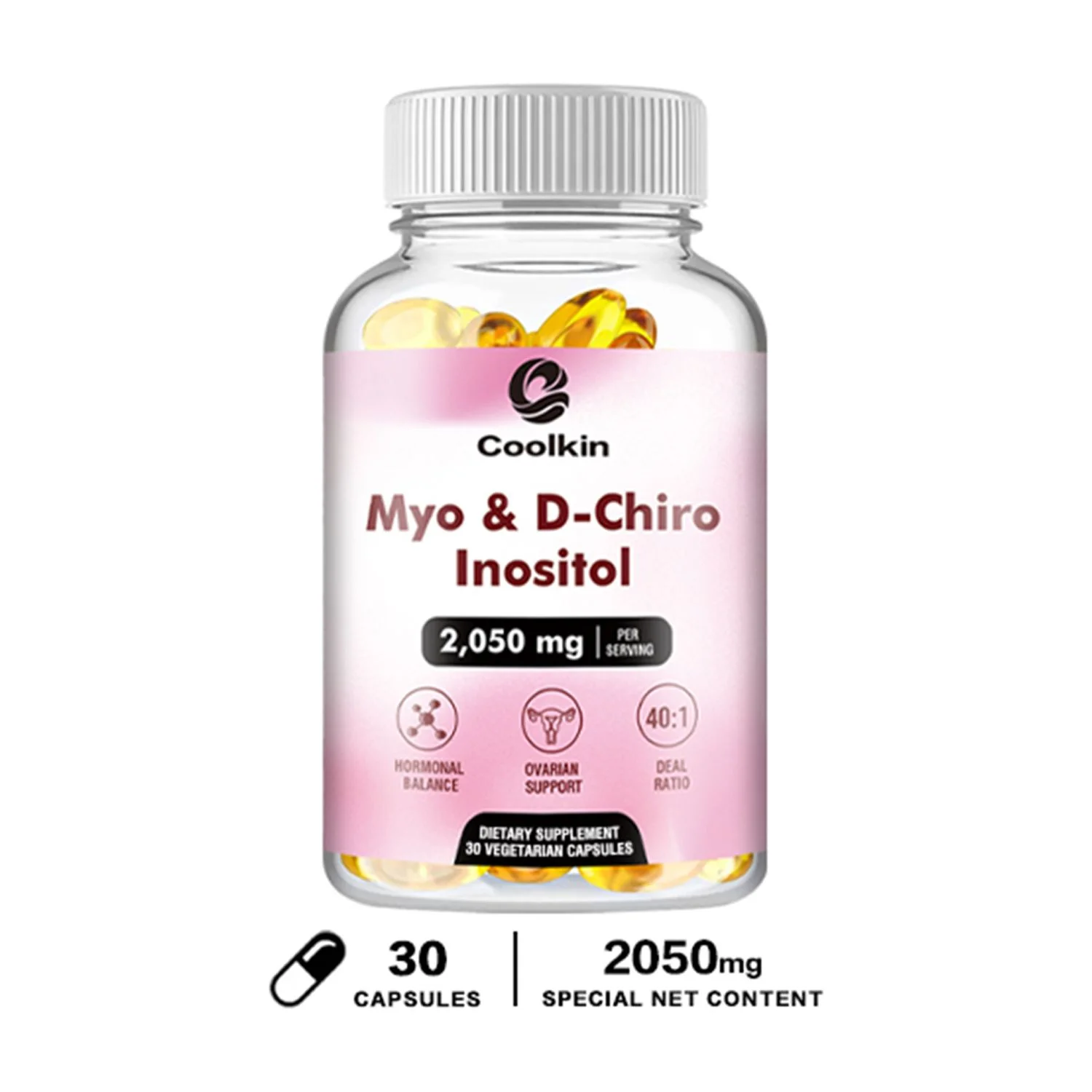 Coolkin Myo & D-Chiro Inositol 2050mg-Female Fertility Health,Regulate Menstrual Cycle(30/60/120pcs)