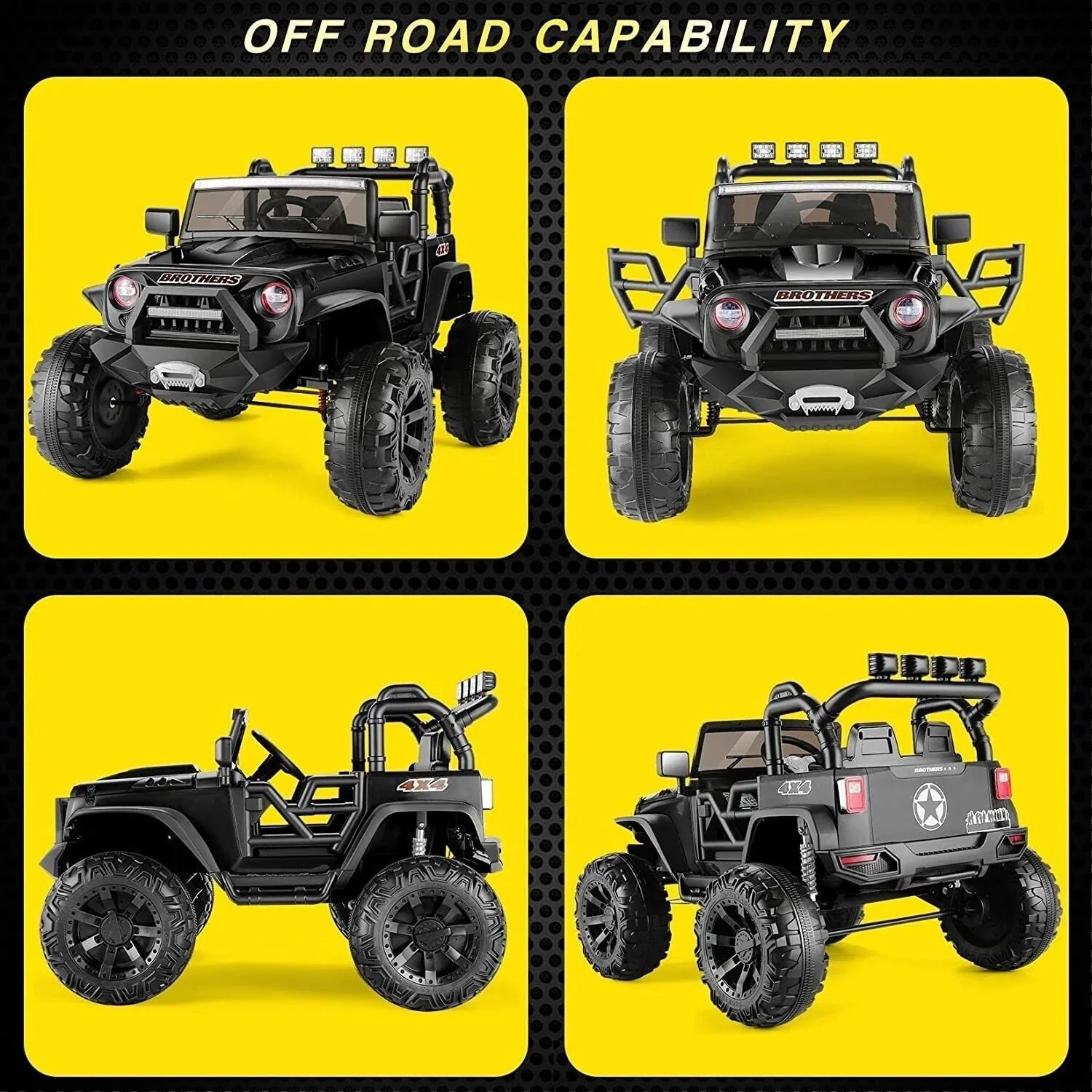 400W Electric 24V Kids Ride-on Truck Car Jeep with Remote Control, MP3 Player, and LED Lighting - Dual Seating