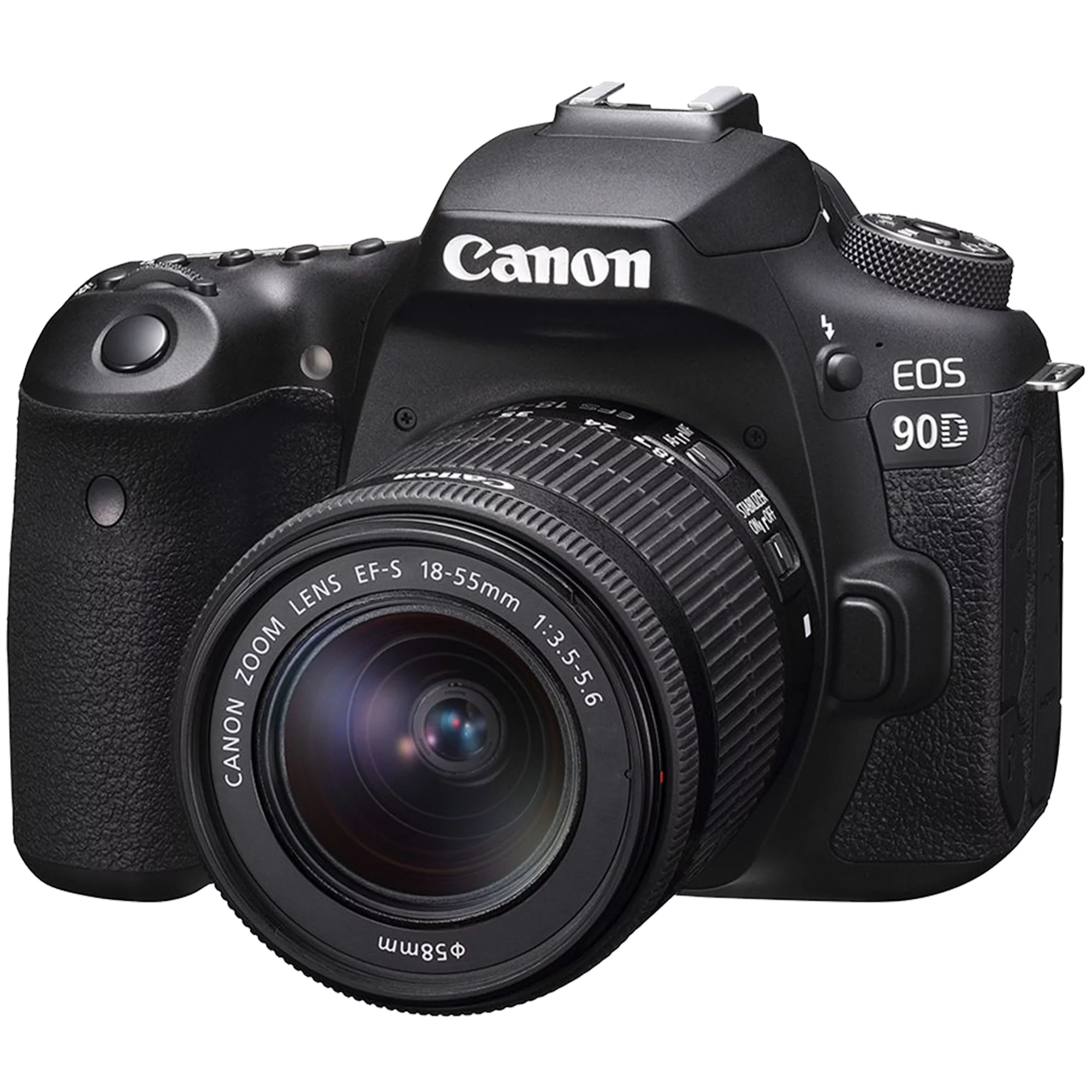 Canon EOS 90D DSLR Camera with 18-55mm Lens + SanDisk 32GB Card + Case + Wideangle + Tripod + ZeeTech Accessory Bundle