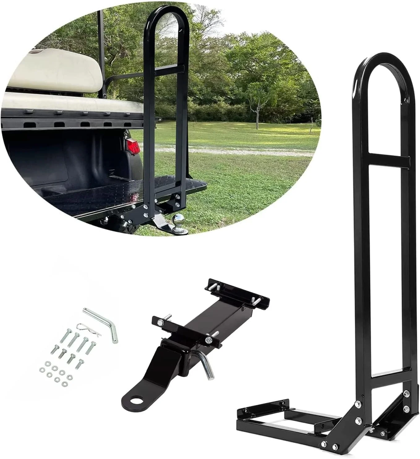 Golf Cart Rear Seat Safety Grab Bar with Trailer Hitch for Club Car EZGO Yamaha