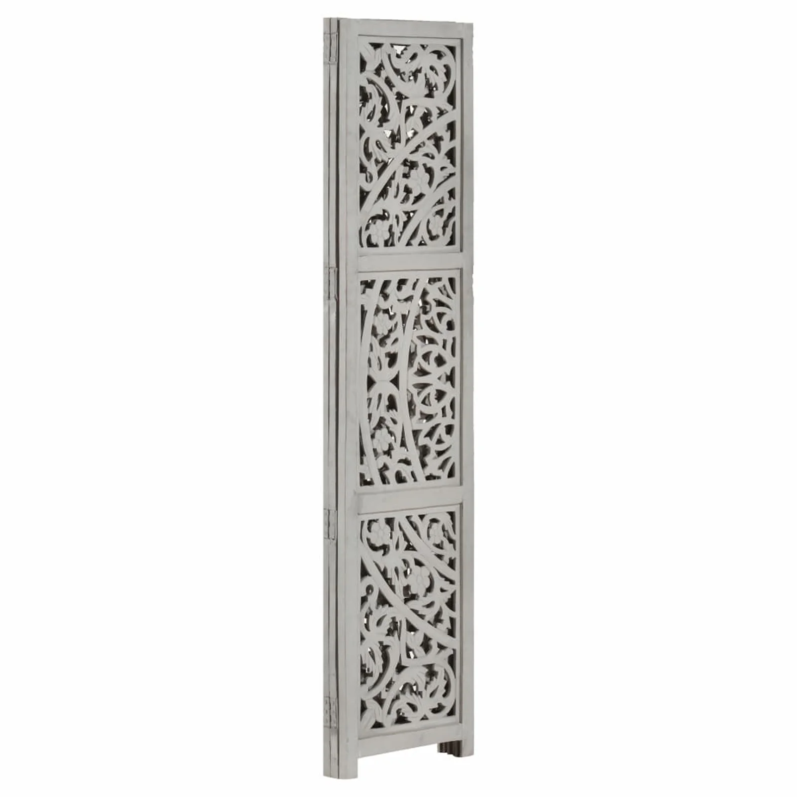 Hand carved 3-Panel Room Divider Gray 47.2