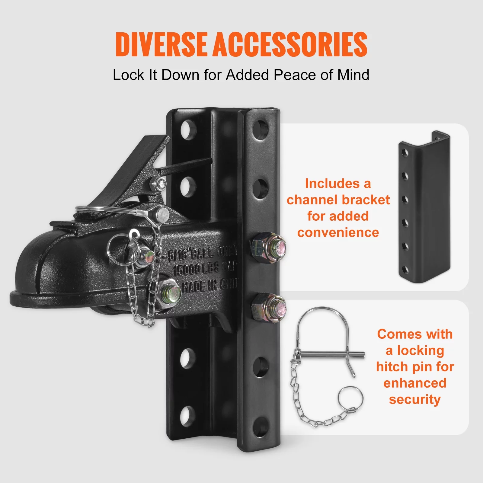 BENTISM Adjustable Trailer Coupler 5-Position Channel Bracket Kit 2-5/16