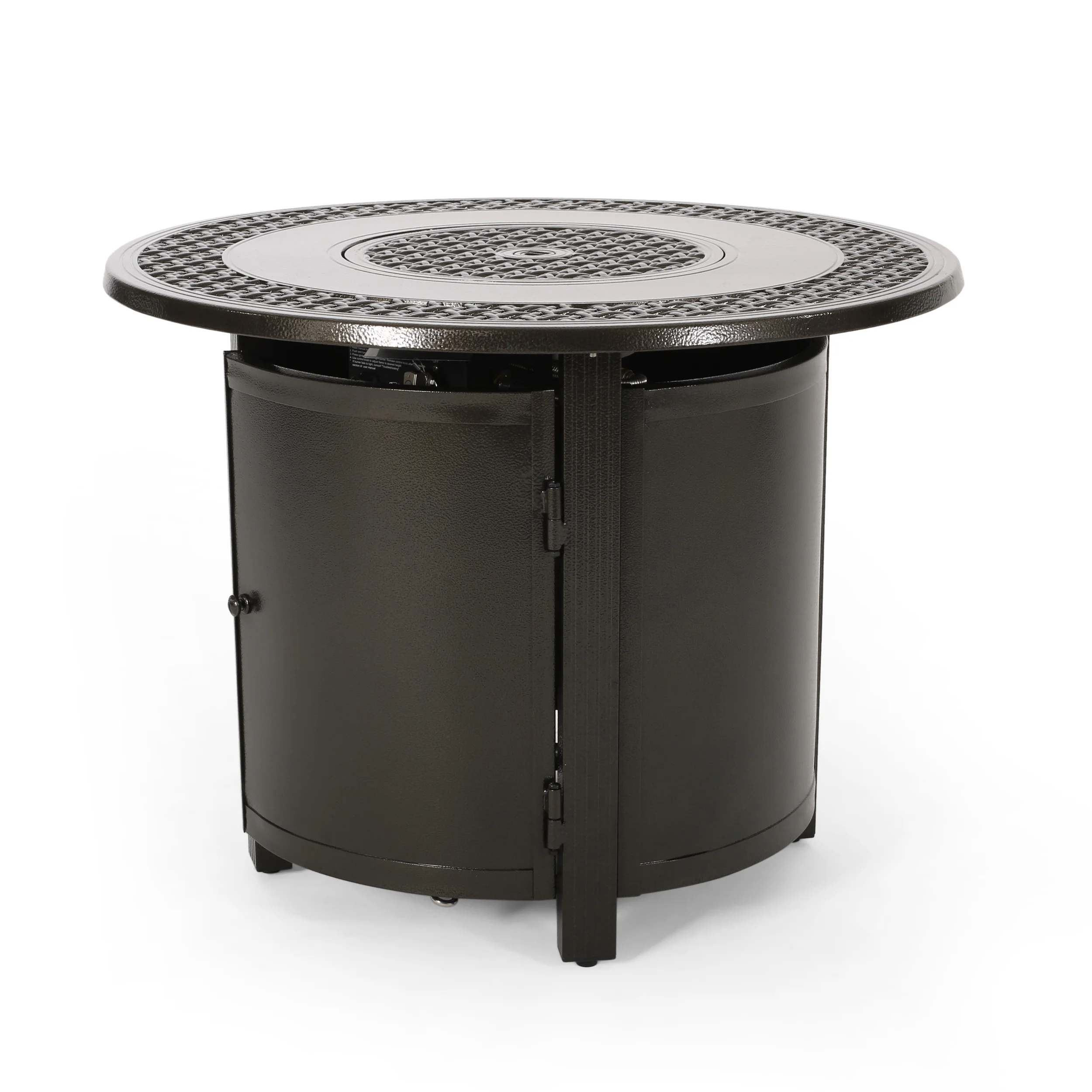 Noble House Ontario Outdoor Round Aluminum Fire Pit in Hammered Bronze