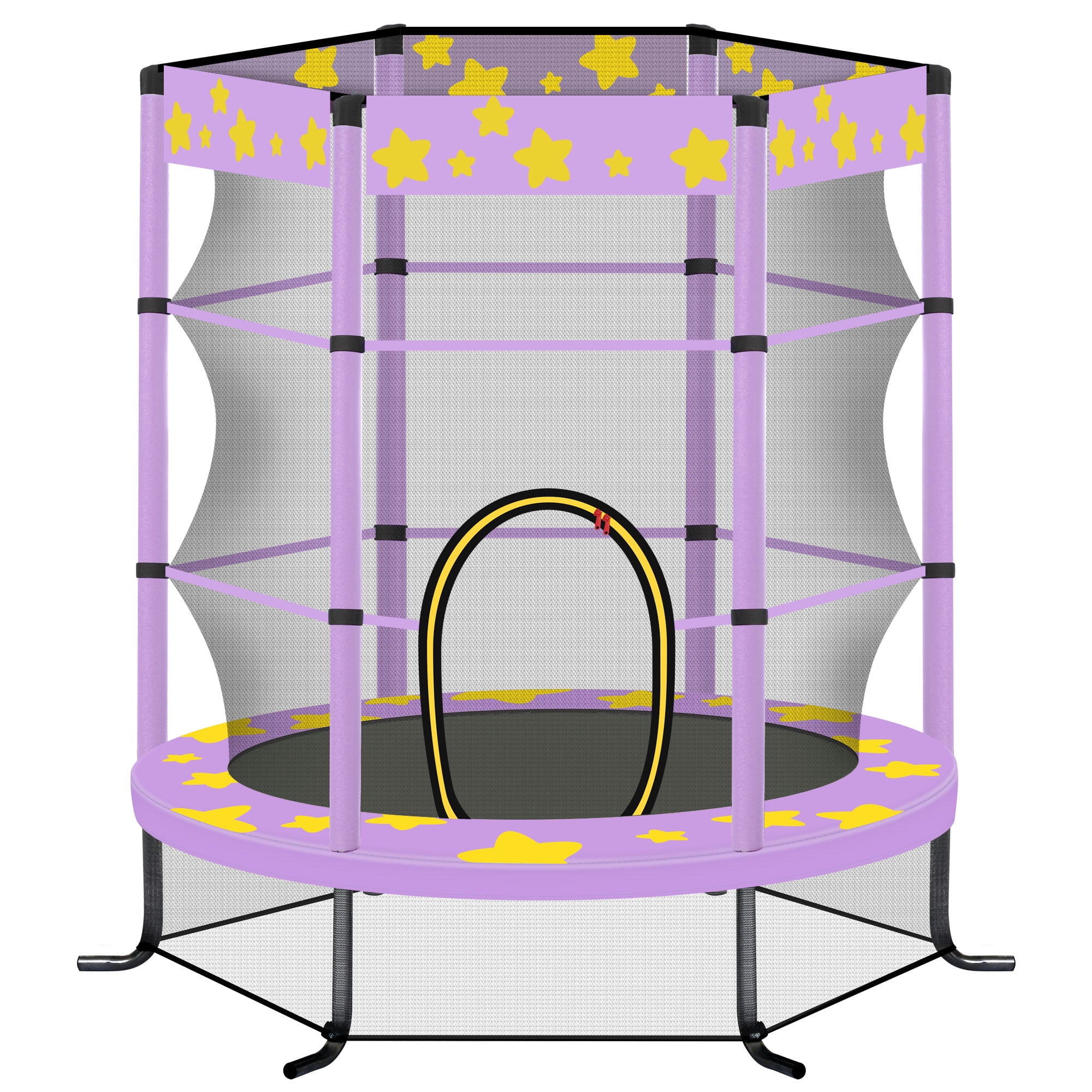 EUROCO 55'' Trampoline for Kids, Toddlers Trampoline with Enclosure Net , Mini Trampoline, Indoor & Outdoor Trampoline, Gifts for Kids, Baby Toddler Trampoline Toys, Purple