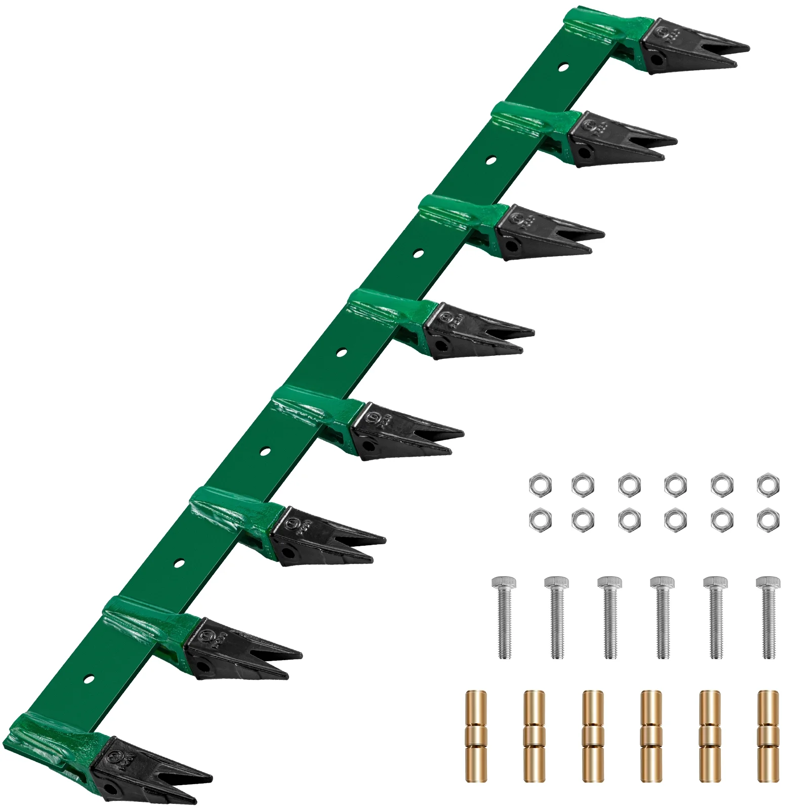 VEVOR Bucket Teeth Bar, 64'' Bolt on Tooth Bar, with 8 Weld-on Shanks and 7'' Long Replaceable Tooth, Heavy Duty Cast Iron Design, Clamp-On for Tractor Loader Bucket - No Drilling Required