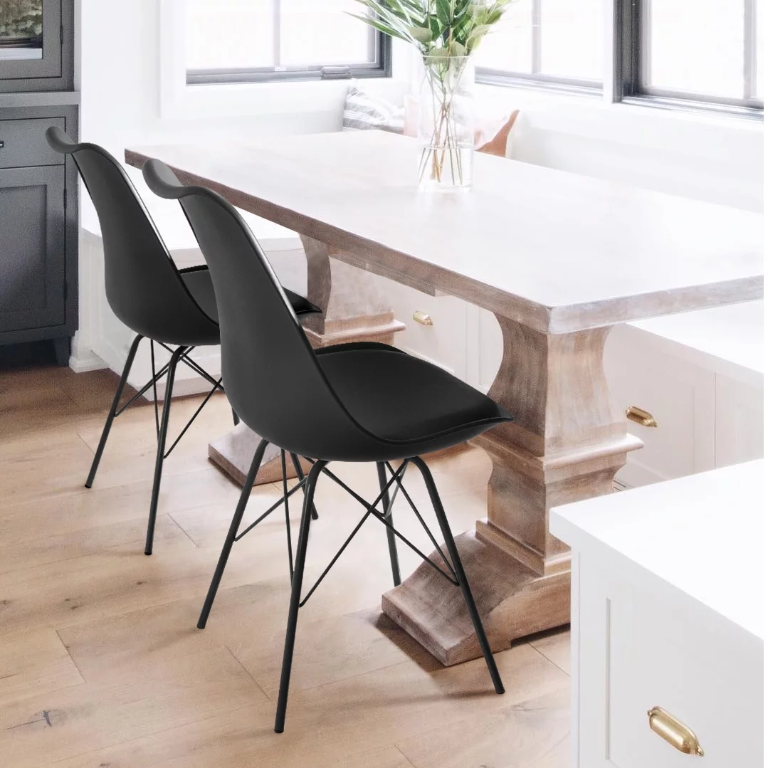 Lacoo Sets of 4 Modern Design Upholstered Dining Chairs with Steel Legs, Multiple Colors