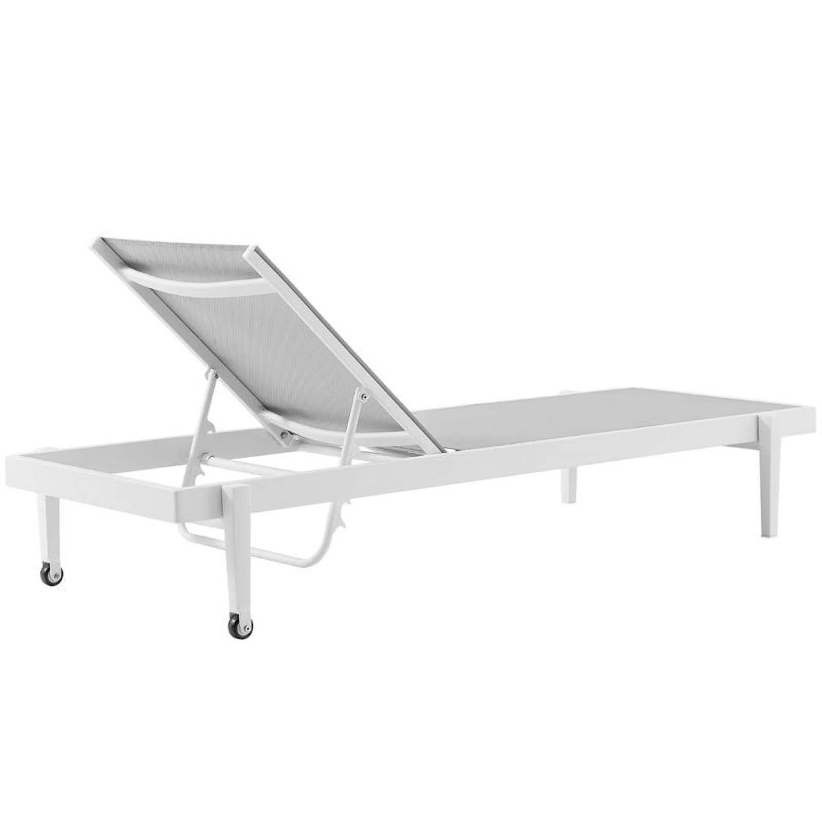 Pemberly Row  Patio Aluminum Chaise Lounge Chair in White Gray (Set of 2)