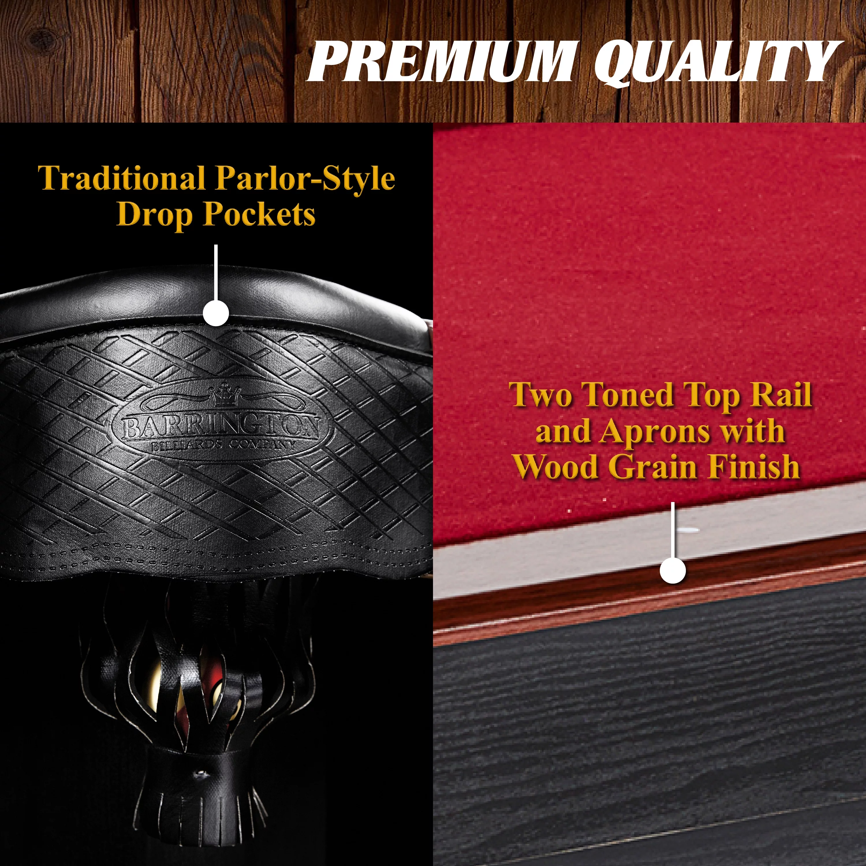 Barrington Burwood 90 Inch Billiard Table with Cue Rack and Dartboard Cabinet