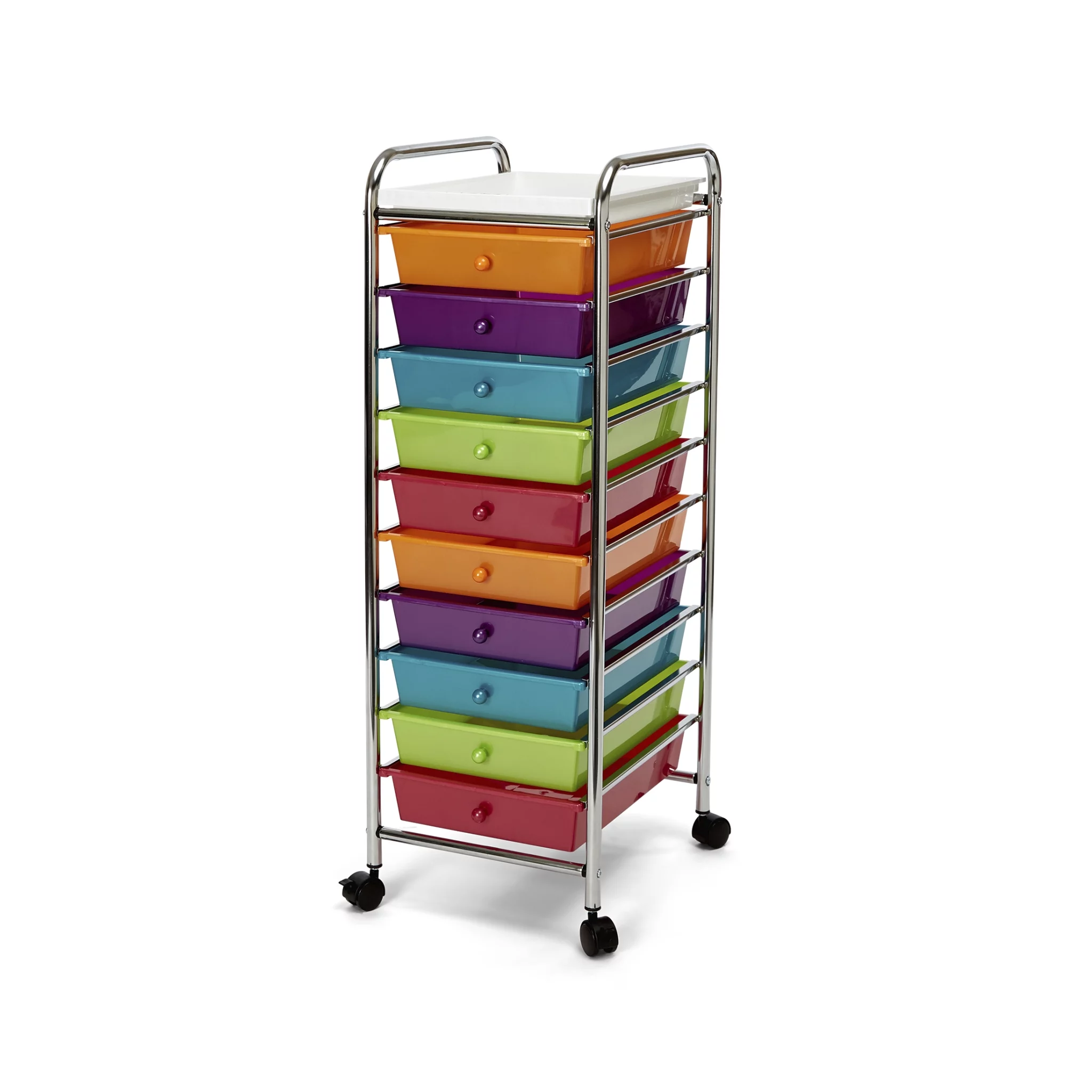 Seville Classics 10-Drawer Organizer Cart, Pearlized Multicolor