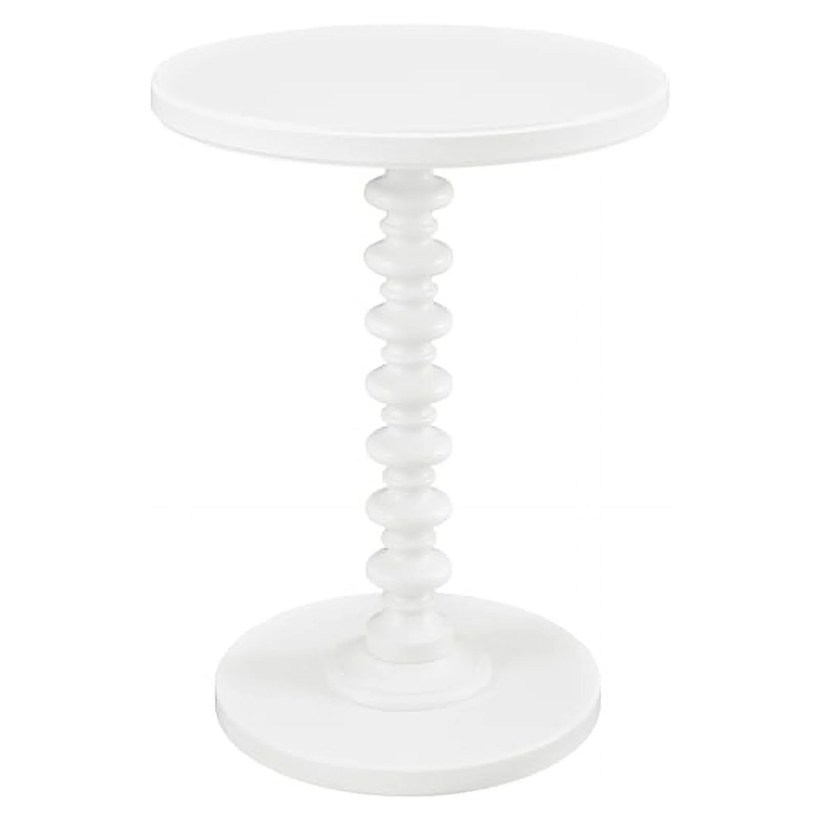 Pemberly Row Traditional Round Spindle Wood Accent Table in White