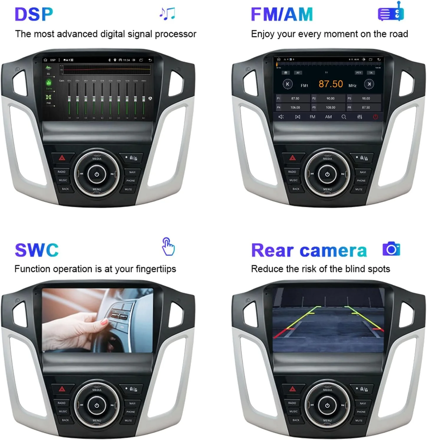 THONZER Car Radio Stereo for Ford Focus 2012 2013 2014 2015 2016 2017 Android 13 Carplay & Android Auto 9 Inch IPS HD Touch Screen GPS with Bluetooth5.0 WiFi DSP SWC FM  2+32GB