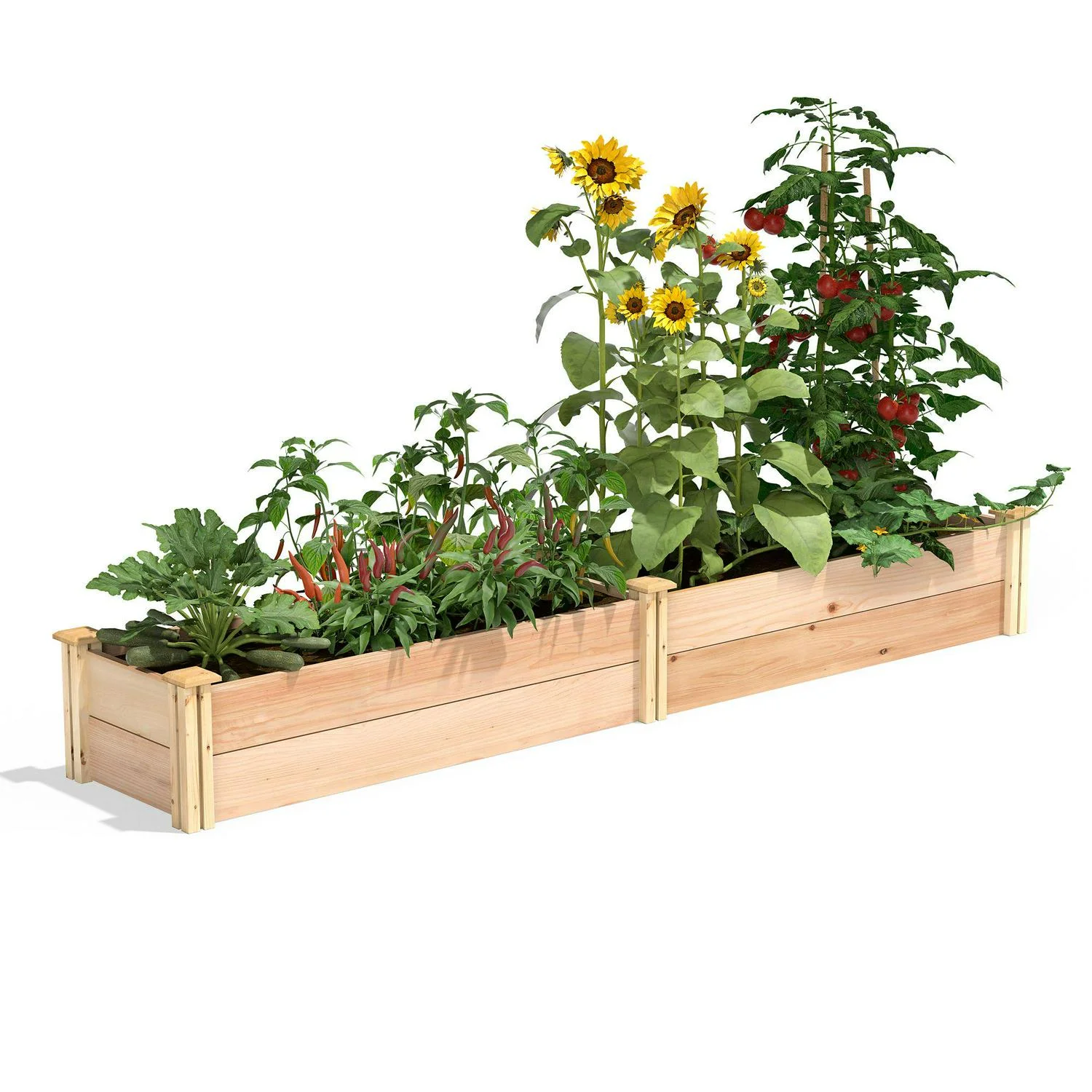Greenes Premium Cedar Stackable Raised Garden Bed, 16 in. x 8 ft. x 11 in.