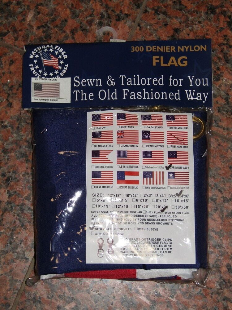 4x6 Embroidered Sewn Star Spangled Banner 300D Nylon Flag 4'x6' Military Grade