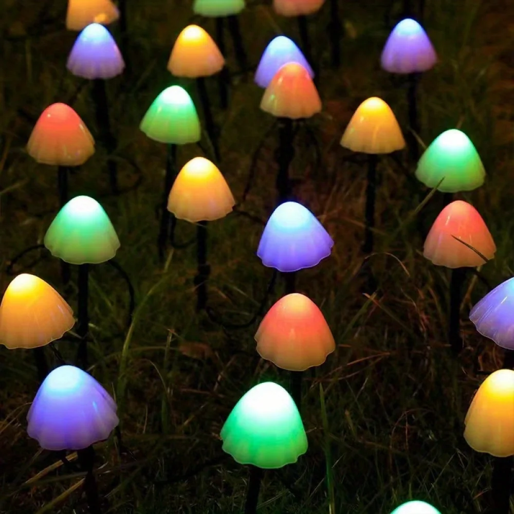 10Pcs/set  Led Solar Ground Mushroom Lights, Outdoor Waterproof Lawn Decorative Lights Villa Courtyard Glow Lights