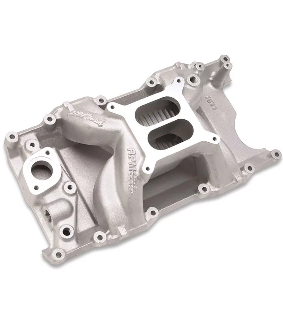 EDELBROCK PERFORMER RPM AIR-GAP SMALL BLOCK MOPAR INTAKE MANIFOLD 7577 | MAGNUM HEADS | DUAL PLANE | NATURAL ALUMINUM