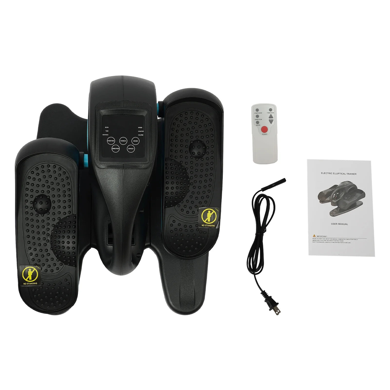 5 Gears Corded Under-desk Elliptical Machine for Seniors, Electric Elliptical Trainer Ellipse Leg Exerciser for Seniors Fully Assembled, Seated Pedal Exerciser with Remote Control (Blue)