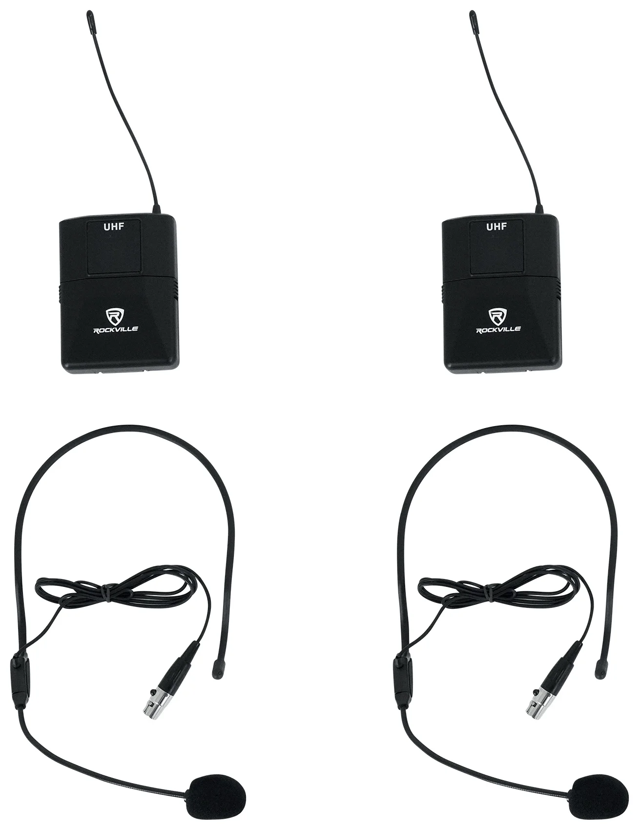 Rockville RWM-4Z Quad Wireless UHF Handheld/Headset Microphone System 20 Channel