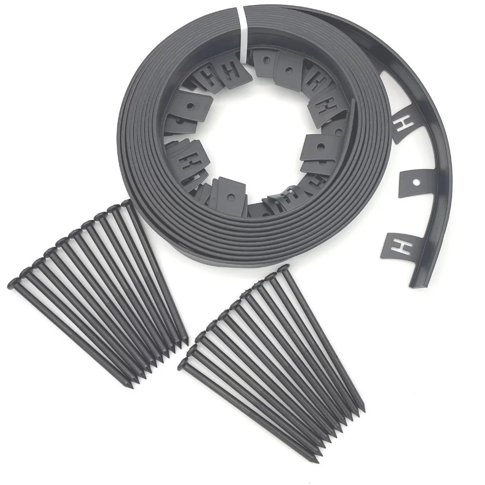 Master Mark Dig Free Landscape Edging with Anchoring Spikes, No-Dig Landscape Border, 30 ft. Coil (Black), 1.75 in. Height , Plastic Garden Border Edge. (30 ft.)