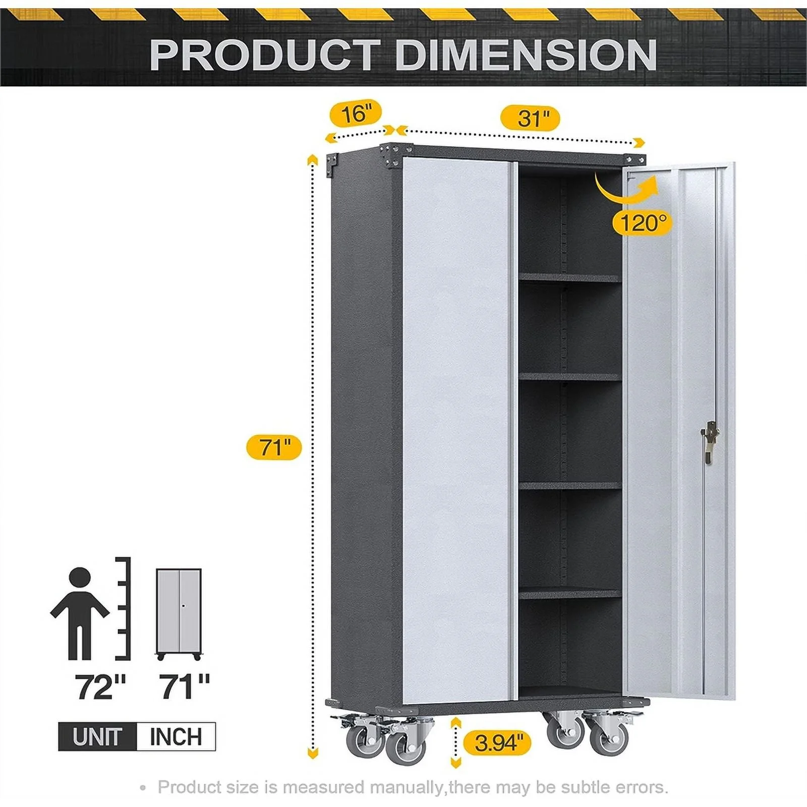 GangMei Metal Storage Cabinet on Wheels for Garage and Office