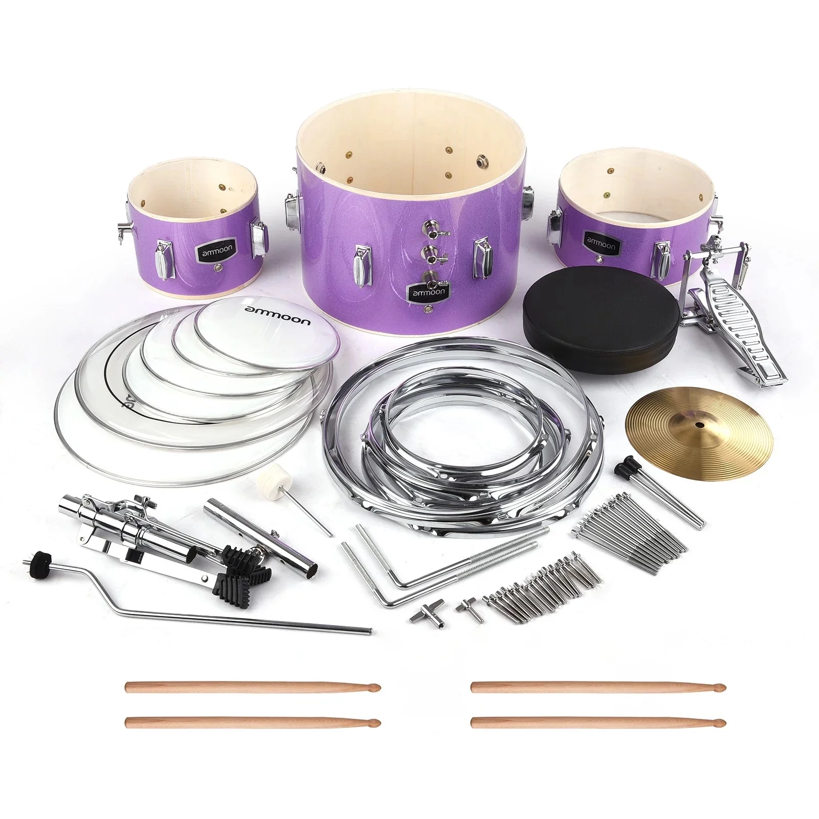 Drum Set,Set With Adjustable Kids Children Junior 3-piece Kids Drum Adjustable Pedal Drumsticks 14 Inch 3-piece With Adjustable Pedal Drum Set Musical Kids Children Pedal Drumsticks Musical
