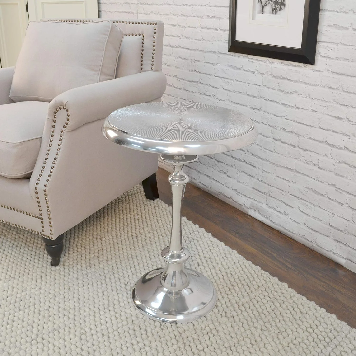 JDZHAPPYLIFE Carolina Chair & Table Ashley Metal Accent Table  Aluminum