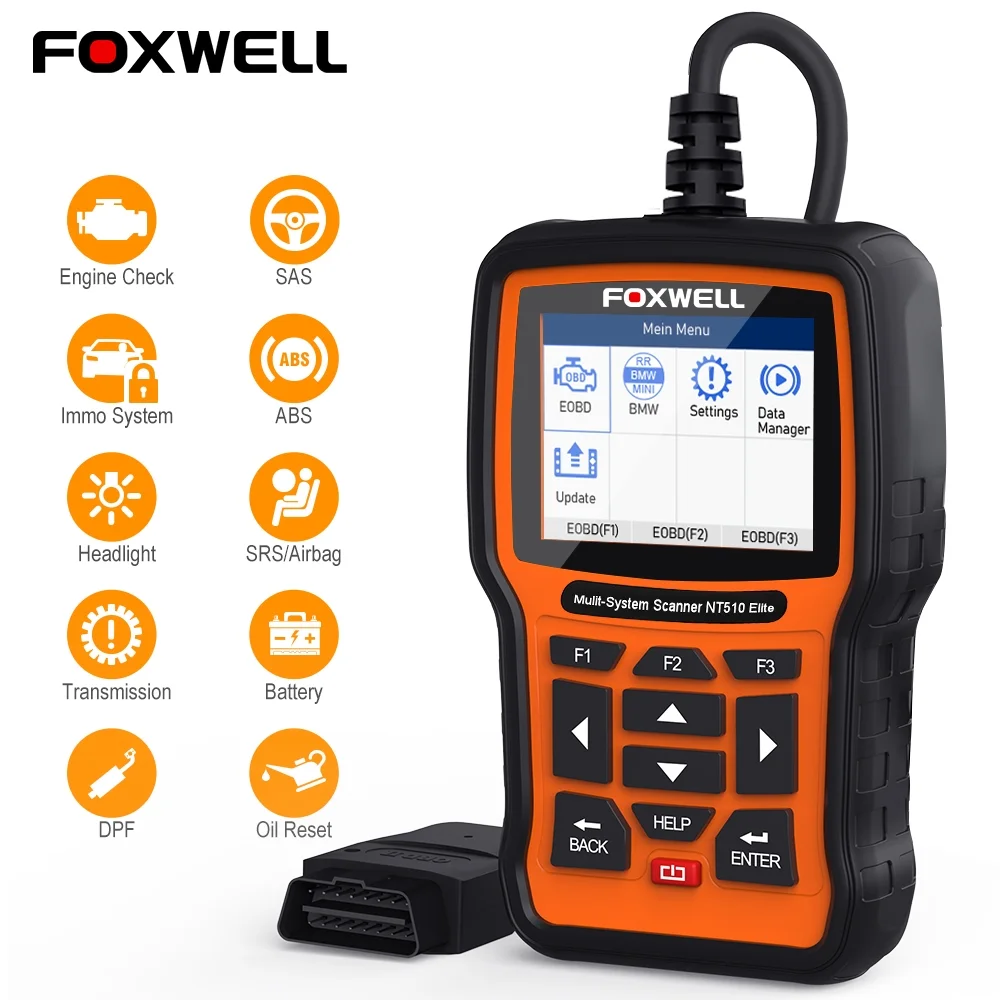 Foxwell OBD2 Scanner Full System Scan Car Diagnotic Tool Bidirectional OBD2 Scanner SAS ABS DPF Oil Reset
