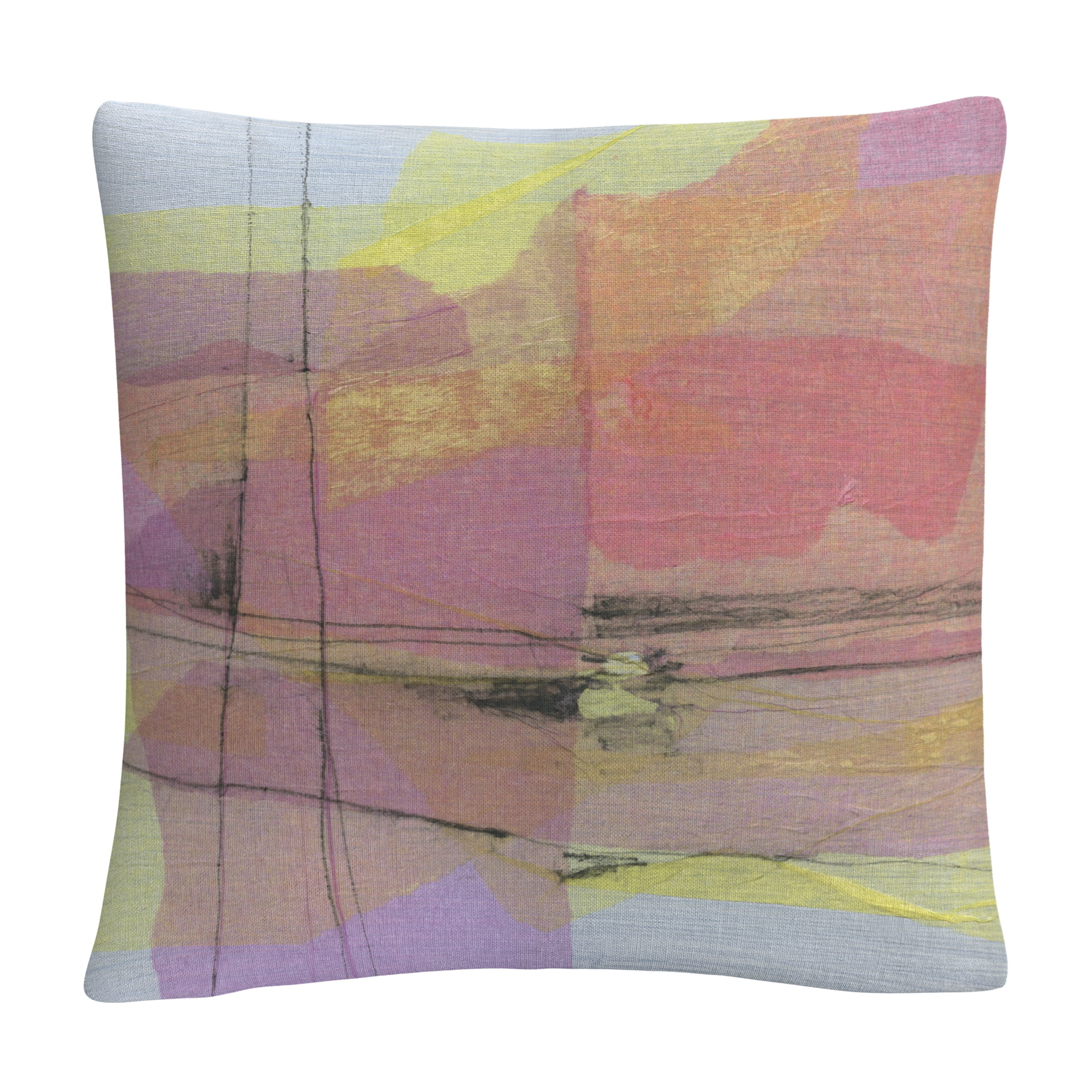 Pitch 1' Colorful Shapes Line Composition By Anthony Sikich 16 X 16 Decorative Throw Pillow